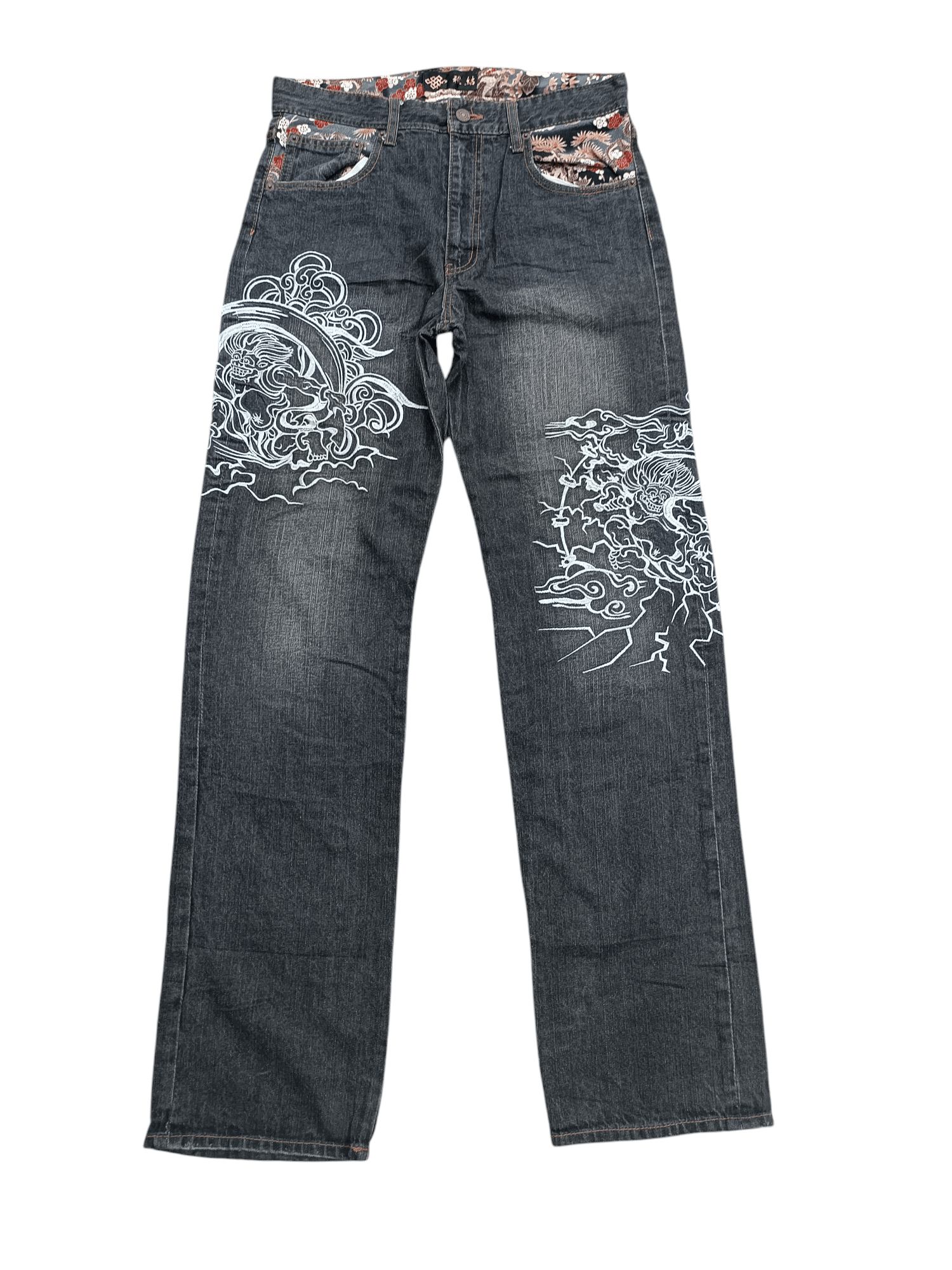 Japanese Brand × Kamakura × Tornado Mart RARE Japanese Brand Masai Dragon Embroidery Floral Denim Size US 32 / EU 48 - 1 Thumbnail
