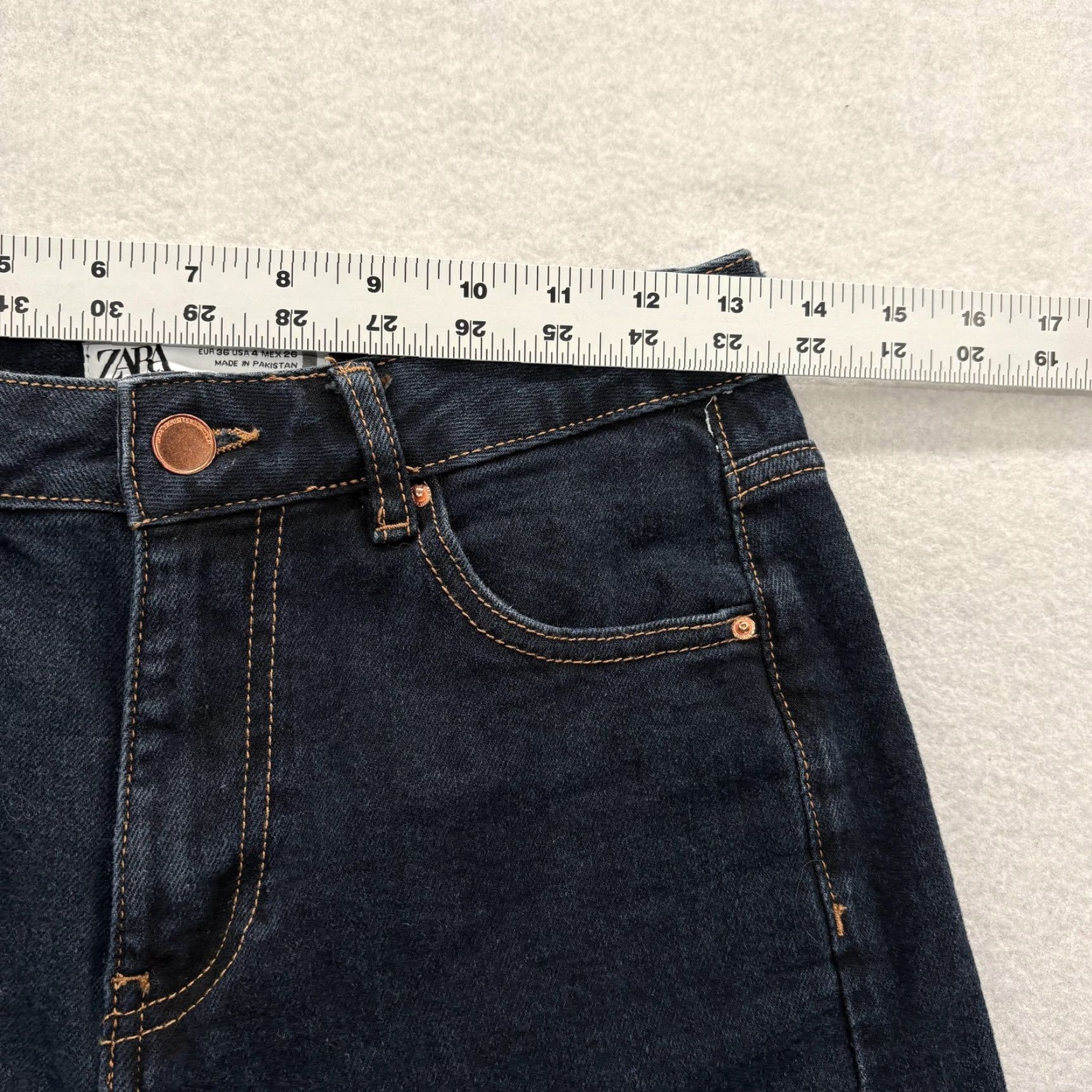 Zara Zara Jeans Womens 4 Blue High Rise Wide Leg Cropped Raw Hem Denim Distressed Pockets Boho Streetwear Girls/Womens Size 27" / US 4 / IT 40 - 6 Thumbnail