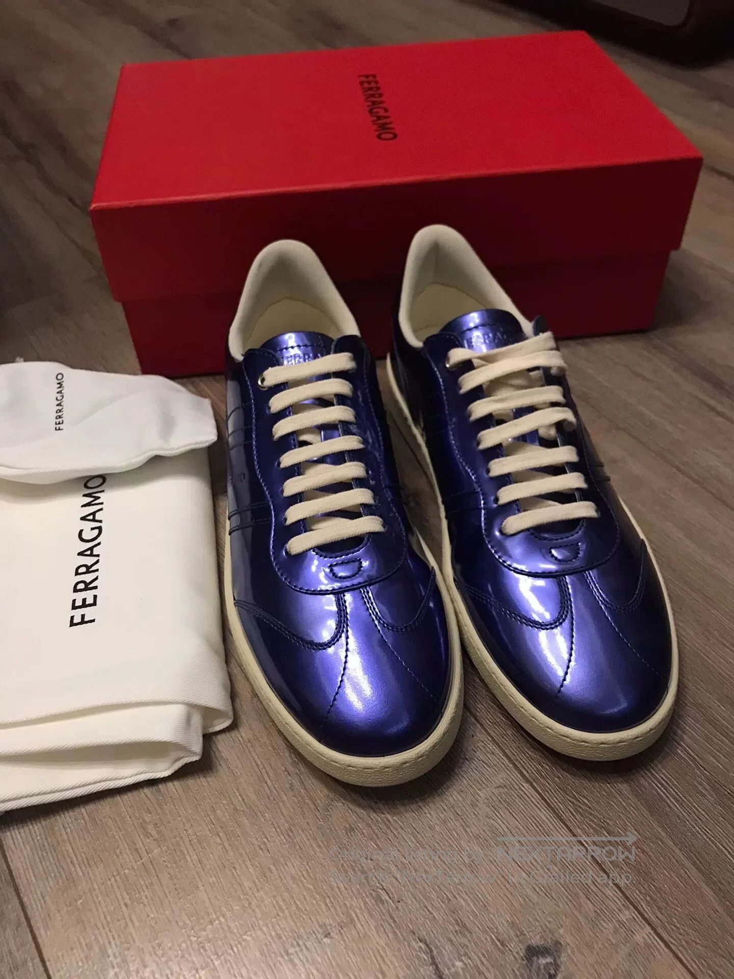 Salvatore Ferragamo Ferragamo Electric Blue-Purple Leather Casual Shoes. Size US 9 / EU 42 - 1 Thumbnail