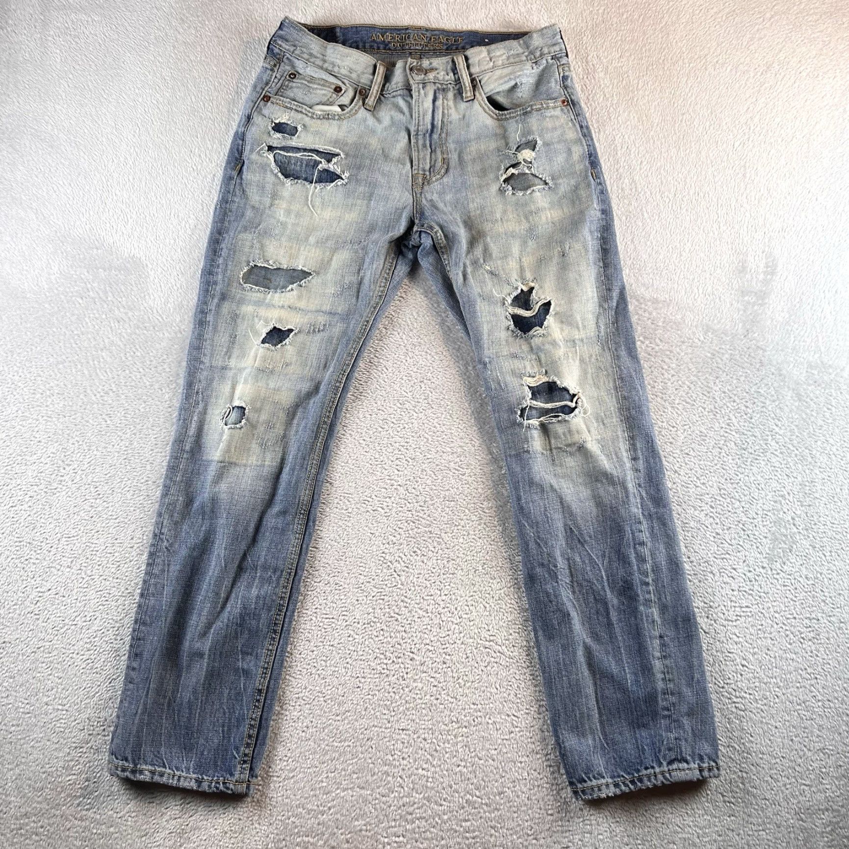 American Eagle Outfitters VINTAGE American Eagle Jeans Slim Straight Distressed Blue 30x30 Mens 90s Rock USA Grunge Style Jeans Size US 30 / EU 46 - 2 Thumbnail