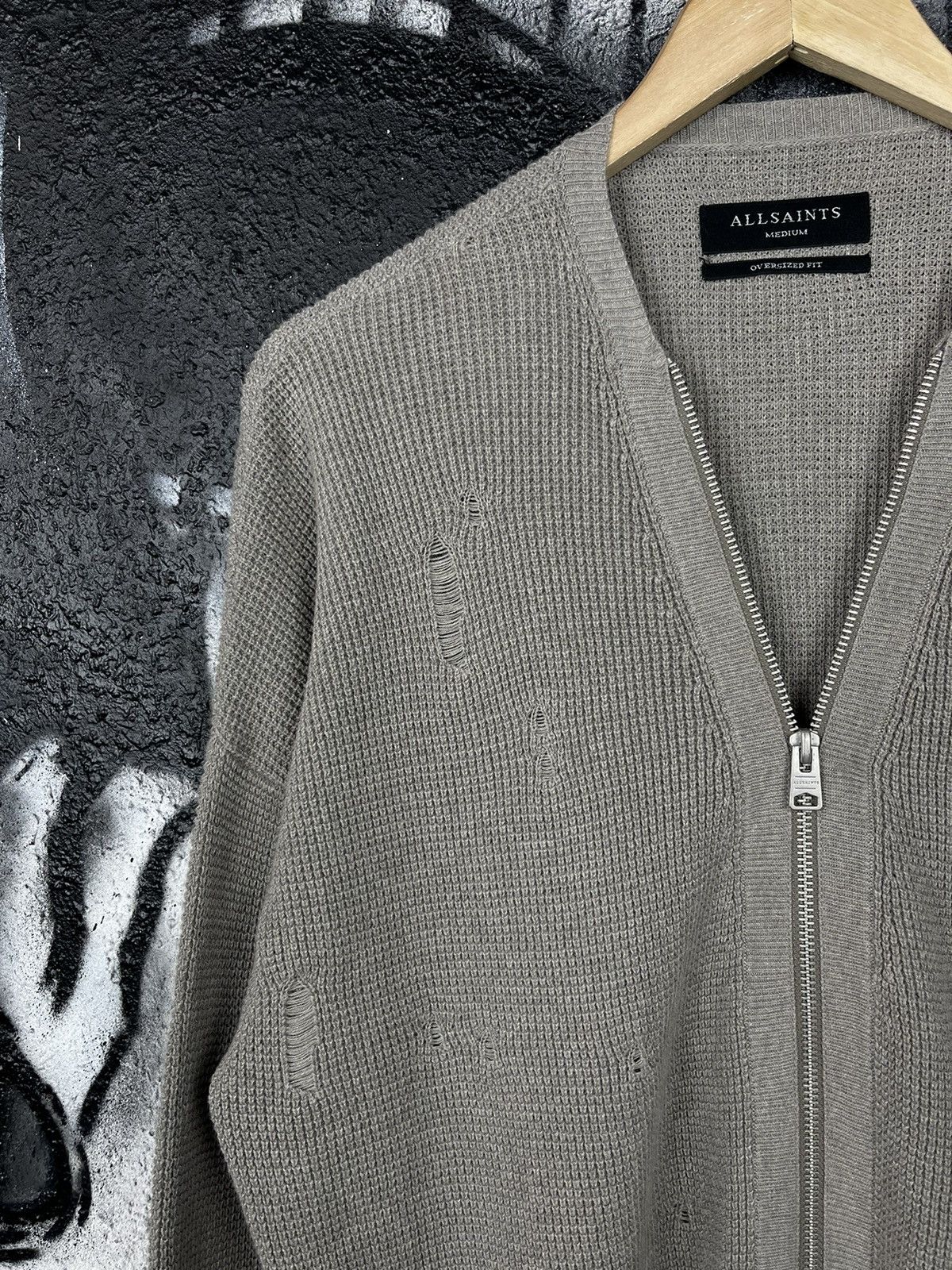 Allsaints Allsaints Forram Cardigan Distressed Full Zip Sweater Men’s Size US M / EU 48-50 / 2 - 4 Thumbnail