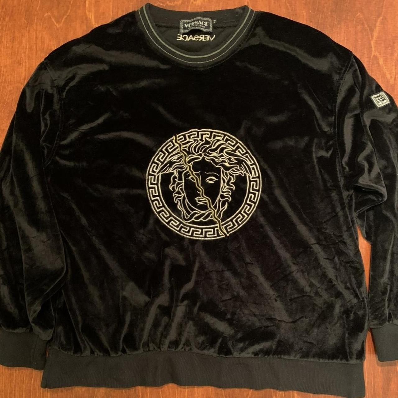 Versace Jeans Couture Vintage Black Versace velour sweatshirt Size US M / EU 48-50 / 2 - 1 Thumbnail