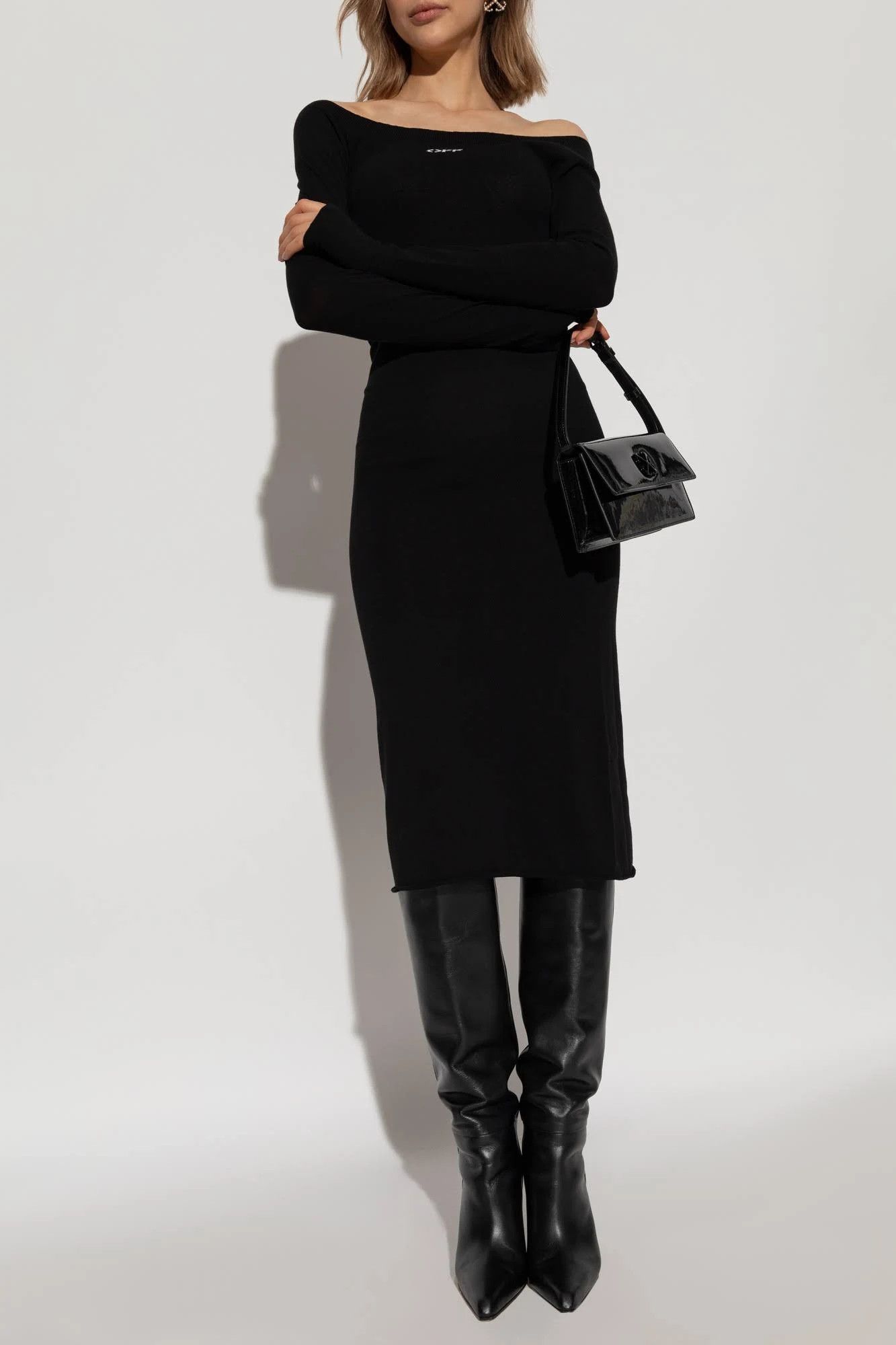 Off-White o1s22i1n0824 Lightweight Knit Midi Dress in Black Size S / US 4 / IT 40 - 3 Thumbnail