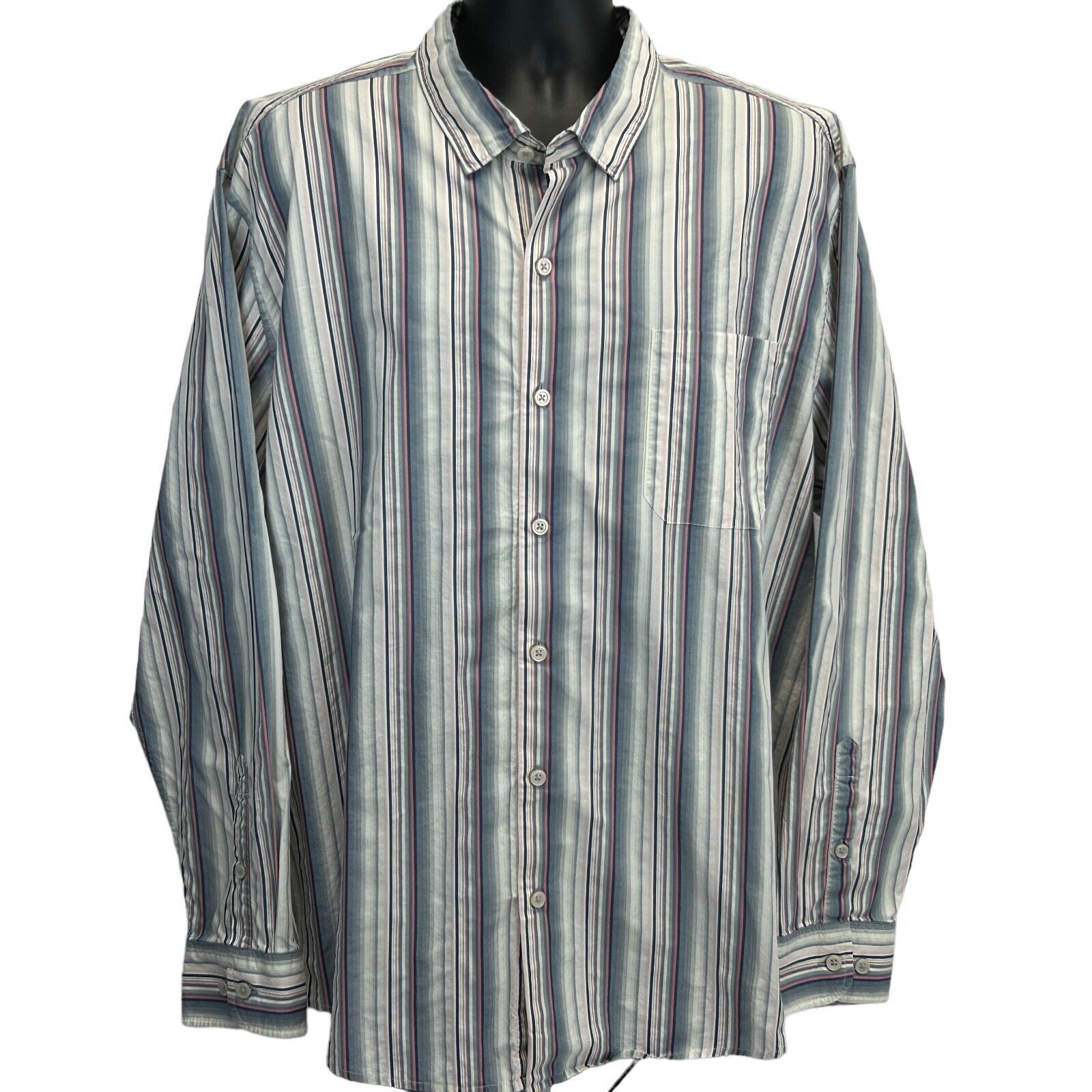 Tommy Bahama Tommy Bahama Button Front Shirt Blue Pink Striped XXL 2XL Size US XXL / EU 58 / 5 - 2 Thumbnail