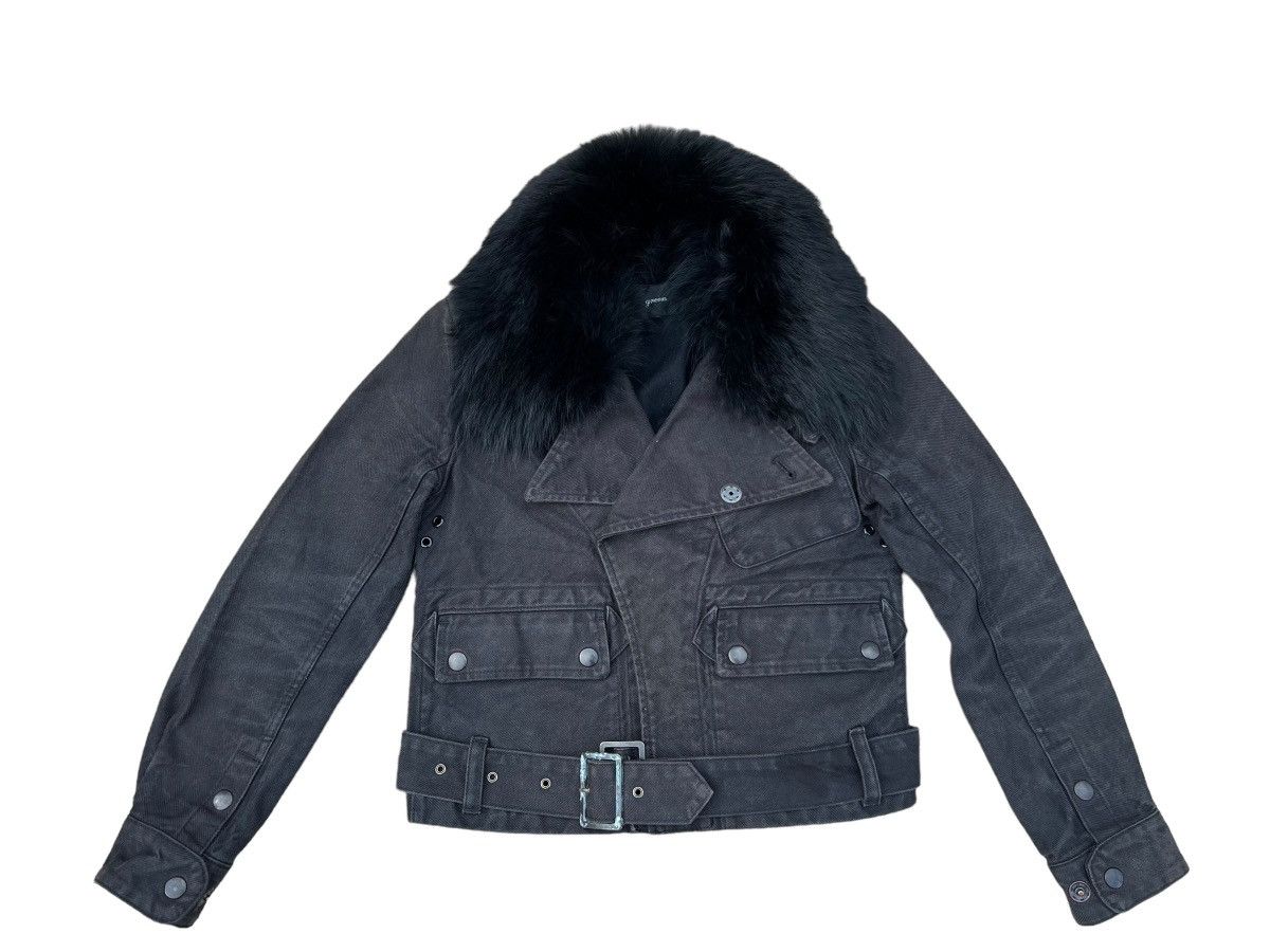 Green Hideaki Yoshihara Coyote Fur Rider Denim Jacket