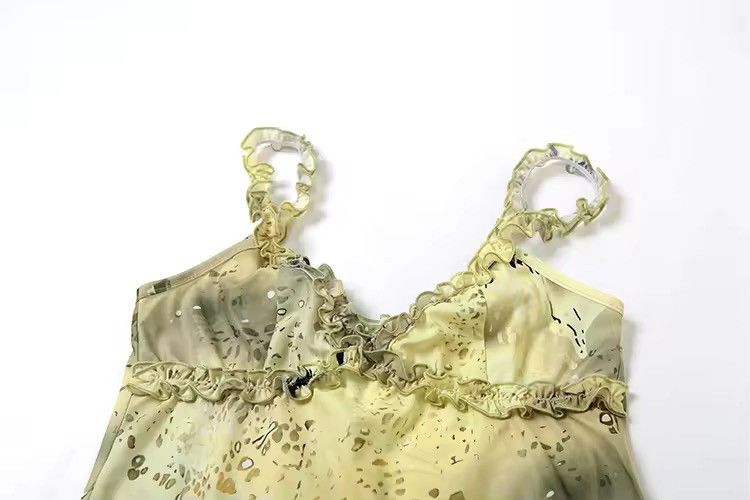 Vintage Retro Ruffles Y2k 2 piece Set Top + Skirt Patchwork Dress Size M / US 6-8 / IT 42-44 - 5 Thumbnail