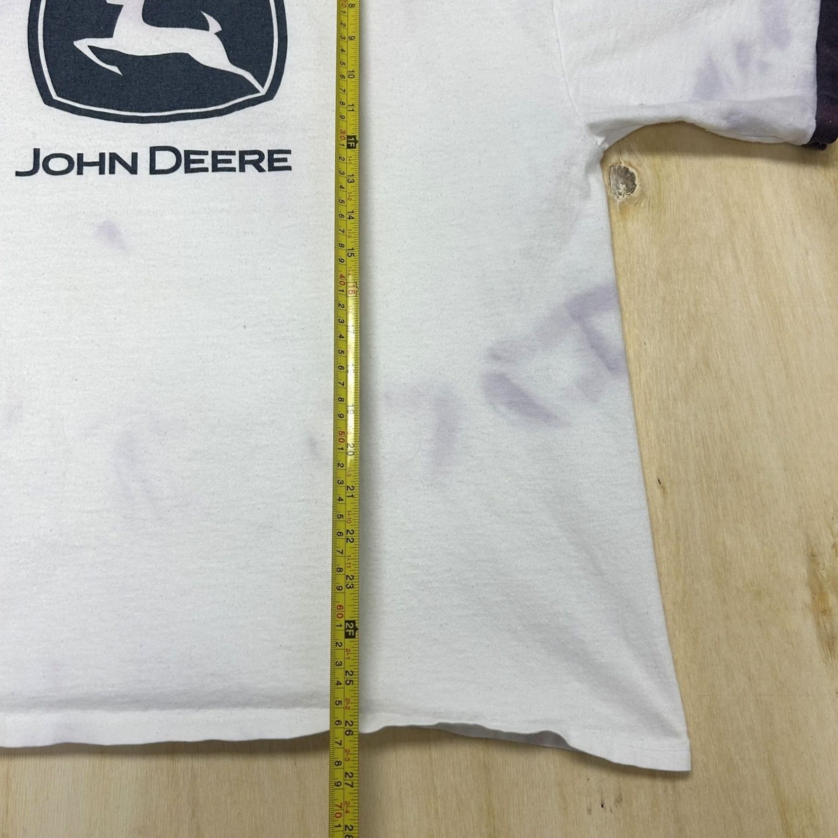 John Deere VINTAGE John Deere Shirt Mens Large White Ringer Logo Farm Graphic Tee T-Shirt Size US L / EU 52-54 / 3 - 6 Thumbnail