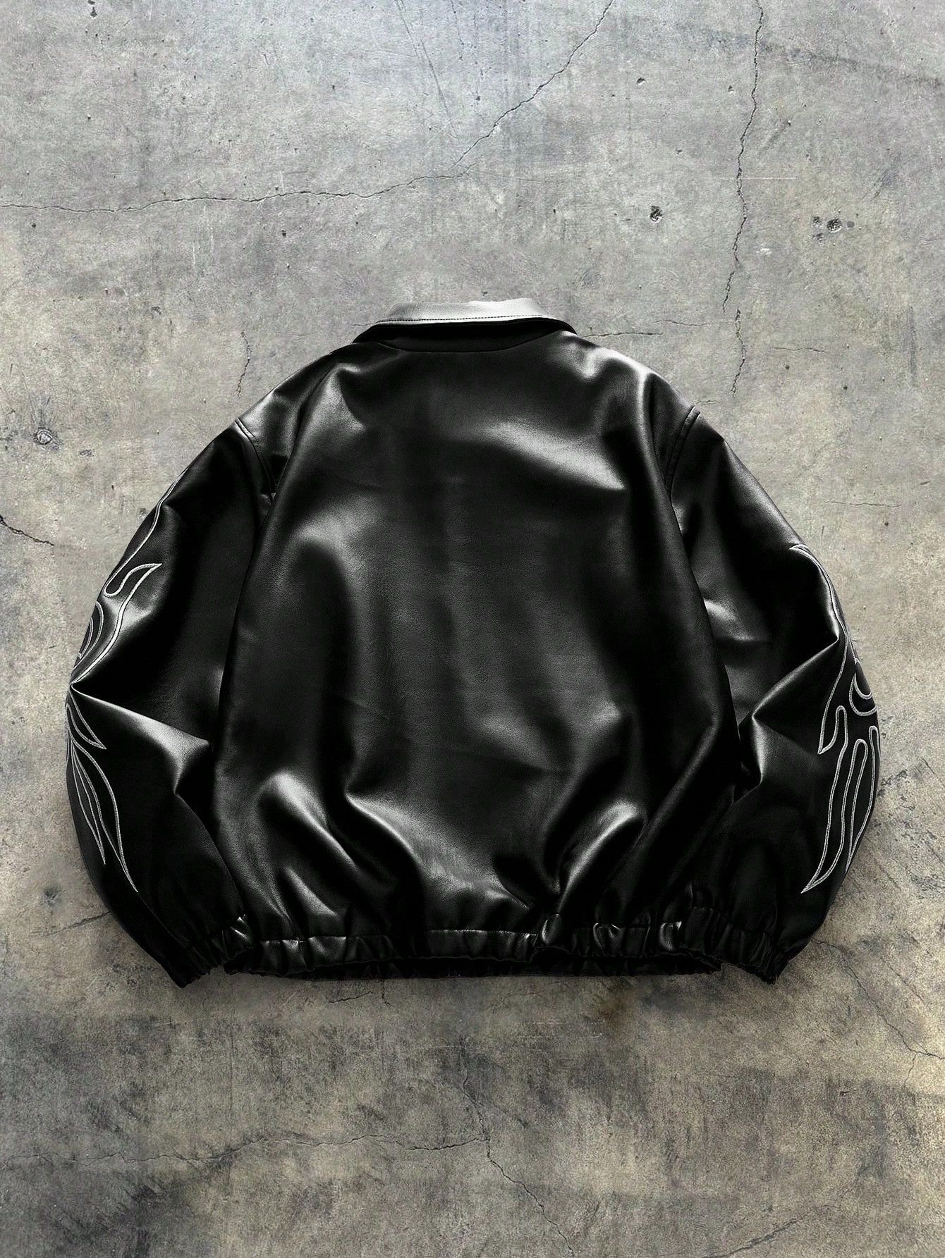 Other Flame Design Faux Leather Jacket – Black 🖤 Size US S / EU 44-46 / 1 - 2 Thumbnail