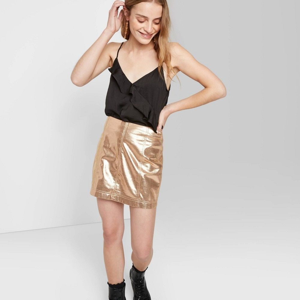 Other Women's Sleeveless V-Neck Ruffle Front Satin Cami Top - Wild Size M / US 6-8 / IT 42-44 - 3 Thumbnail