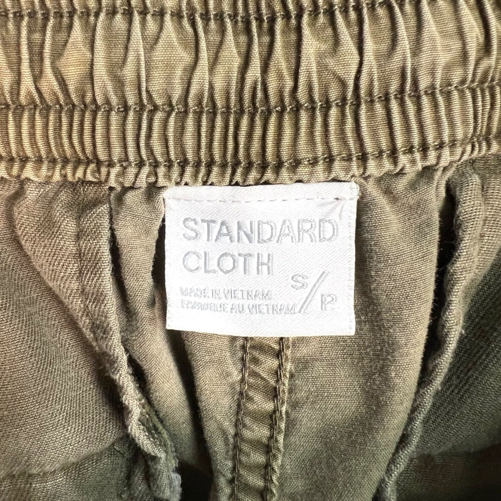 Vintage Standard Cloth Mens Cargo Pants Small Olive Cotton Blend Drawstring Flat Front Tapered Casual Pants Mens Size US 29 - 3 Thumbnail