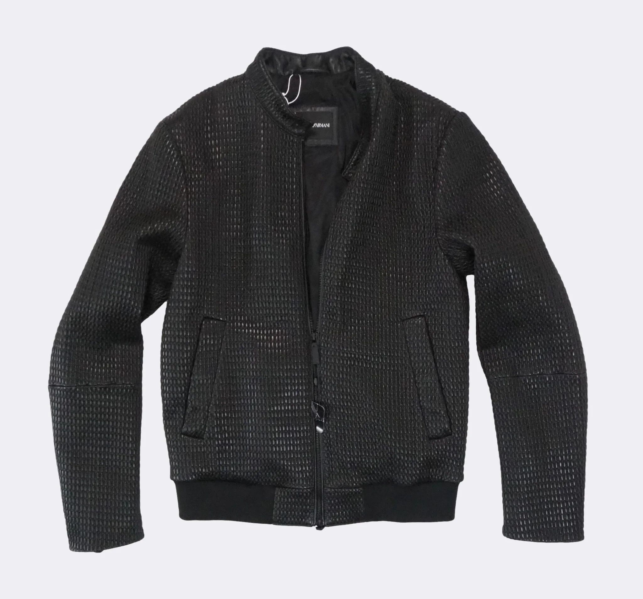 Emporio Armani Emporio Armani Textured Stretch Leather Bomber Jacket $1440 Size US M / EU 48-50 / 2 - 10 Thumbnail