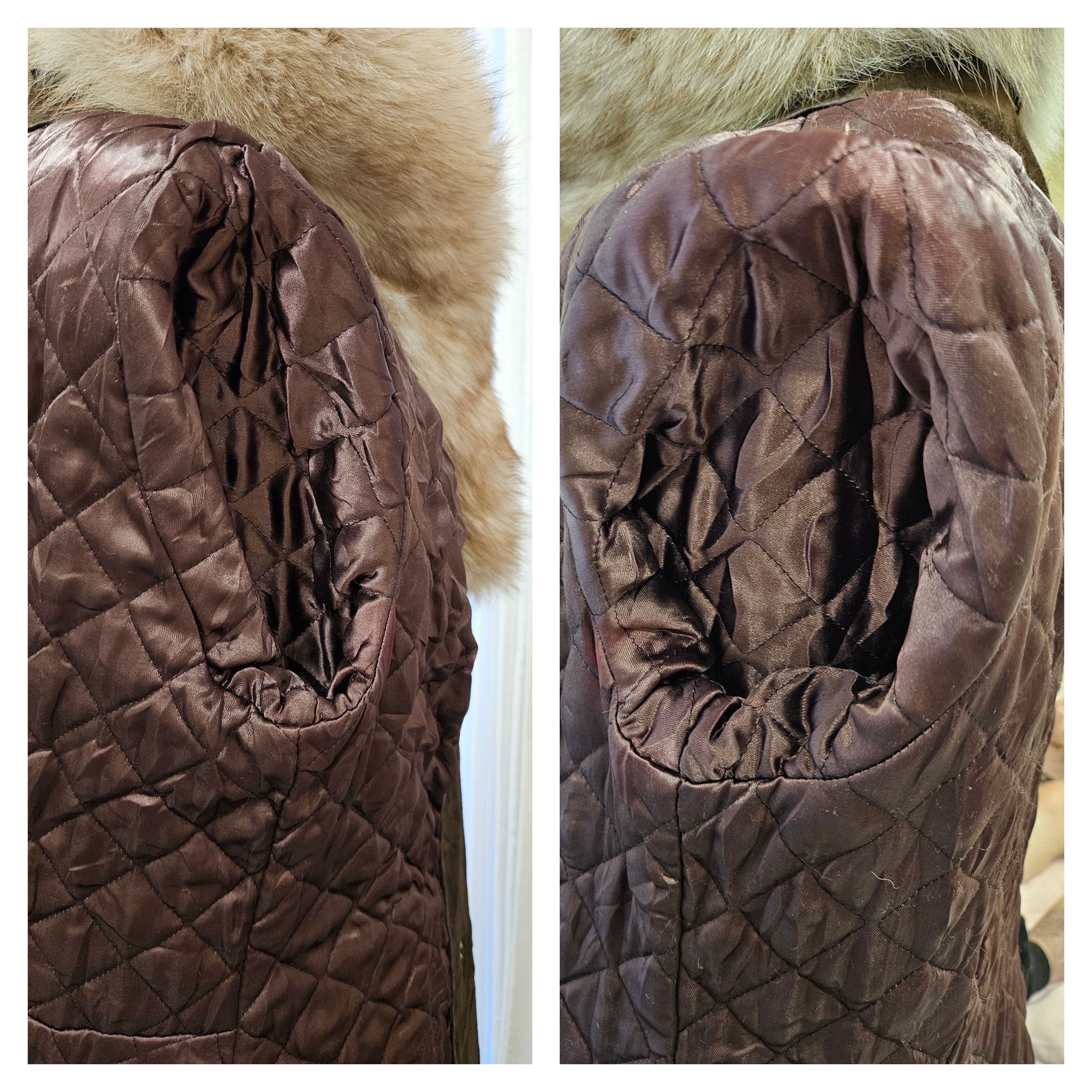 Vintage Vintage Suede Leather Fit-Flare Boho Princess Real Fur Coat Size M / US 6-8 / IT 42-44 - 8 Thumbnail