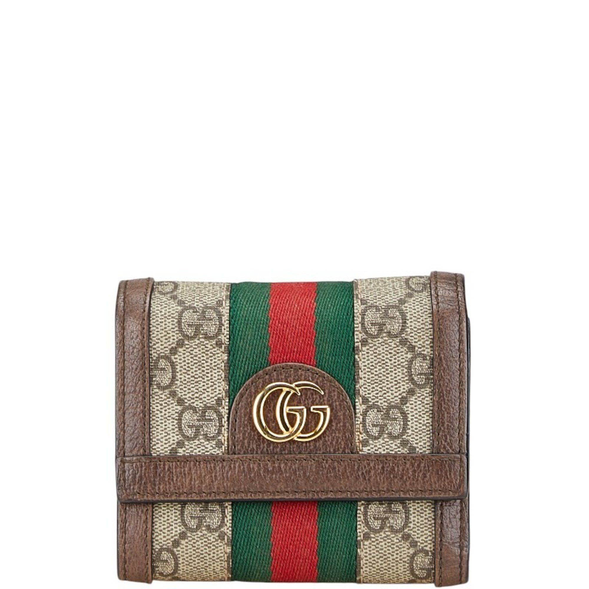 Gucci Gucci GG Supreme Ophidia Tri-fold Wallet 523174 Brown PVC Leather Women's GUCCI Size ONE SIZE - 1 Thumbnail