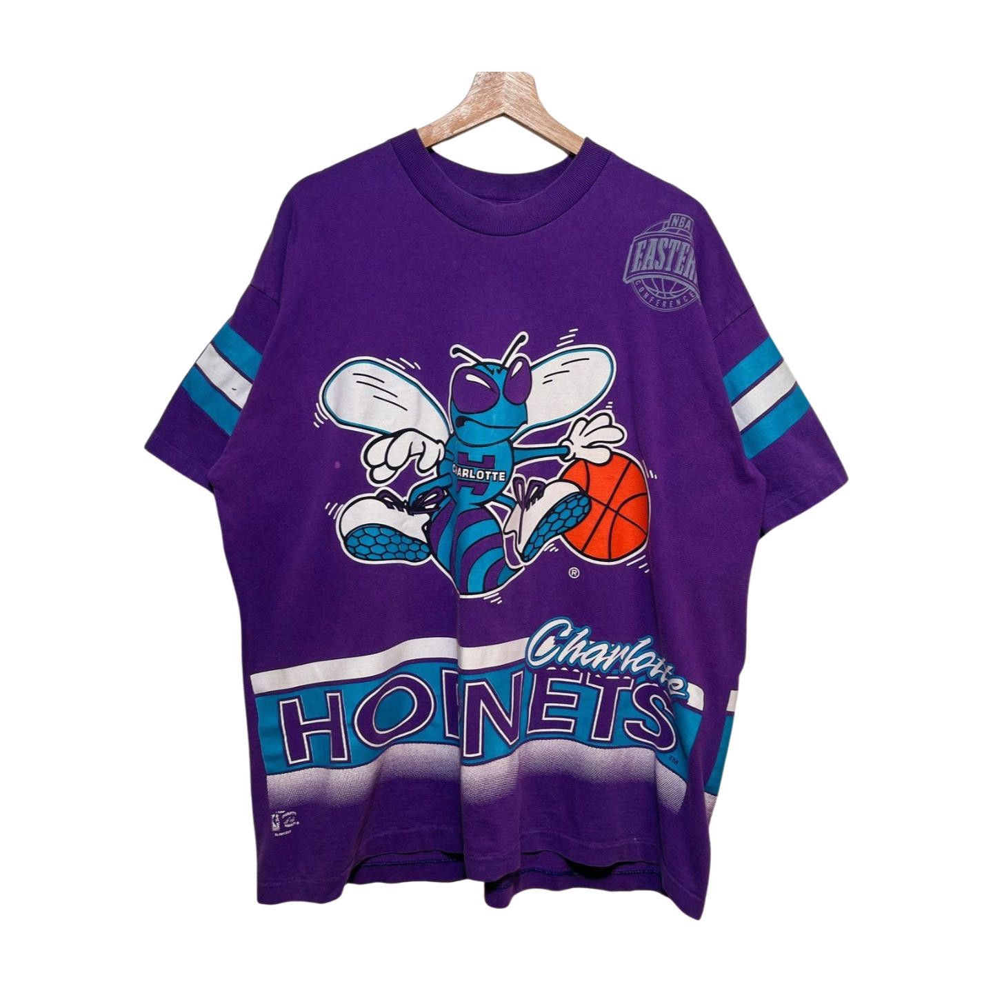 Salem Sportswear × Vintage Vintage 90s NBA Charlotte Hornets Salem T-shirt XL Size US XL / EU 56 / 4 - 1 Thumbnail