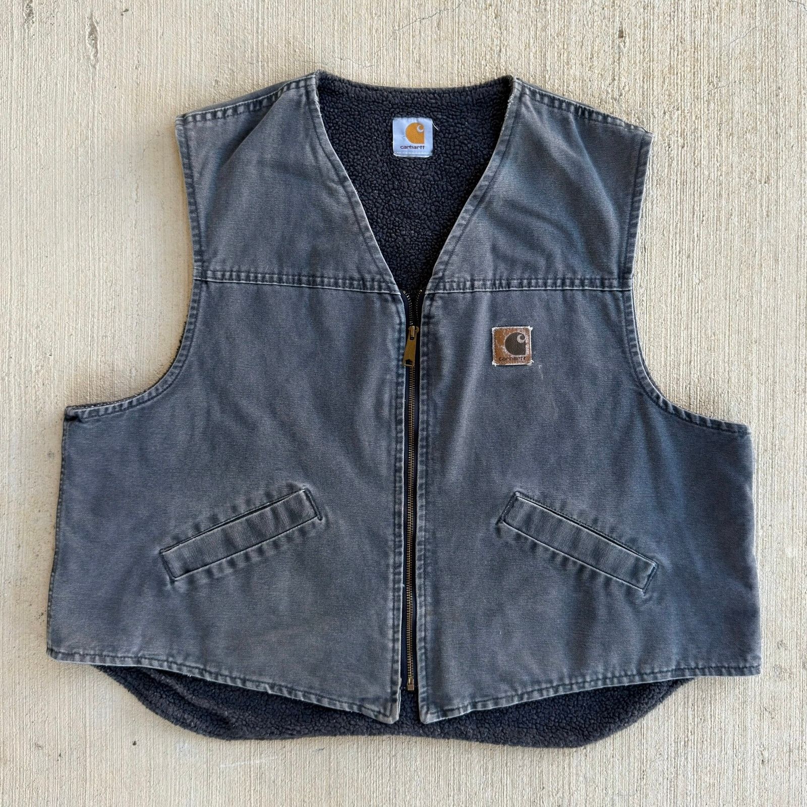 Carhartt × Vintage Carhartt gray Sherpa lined work wear vest Size US XXL / EU 58 / 5 - 1 Thumbnail