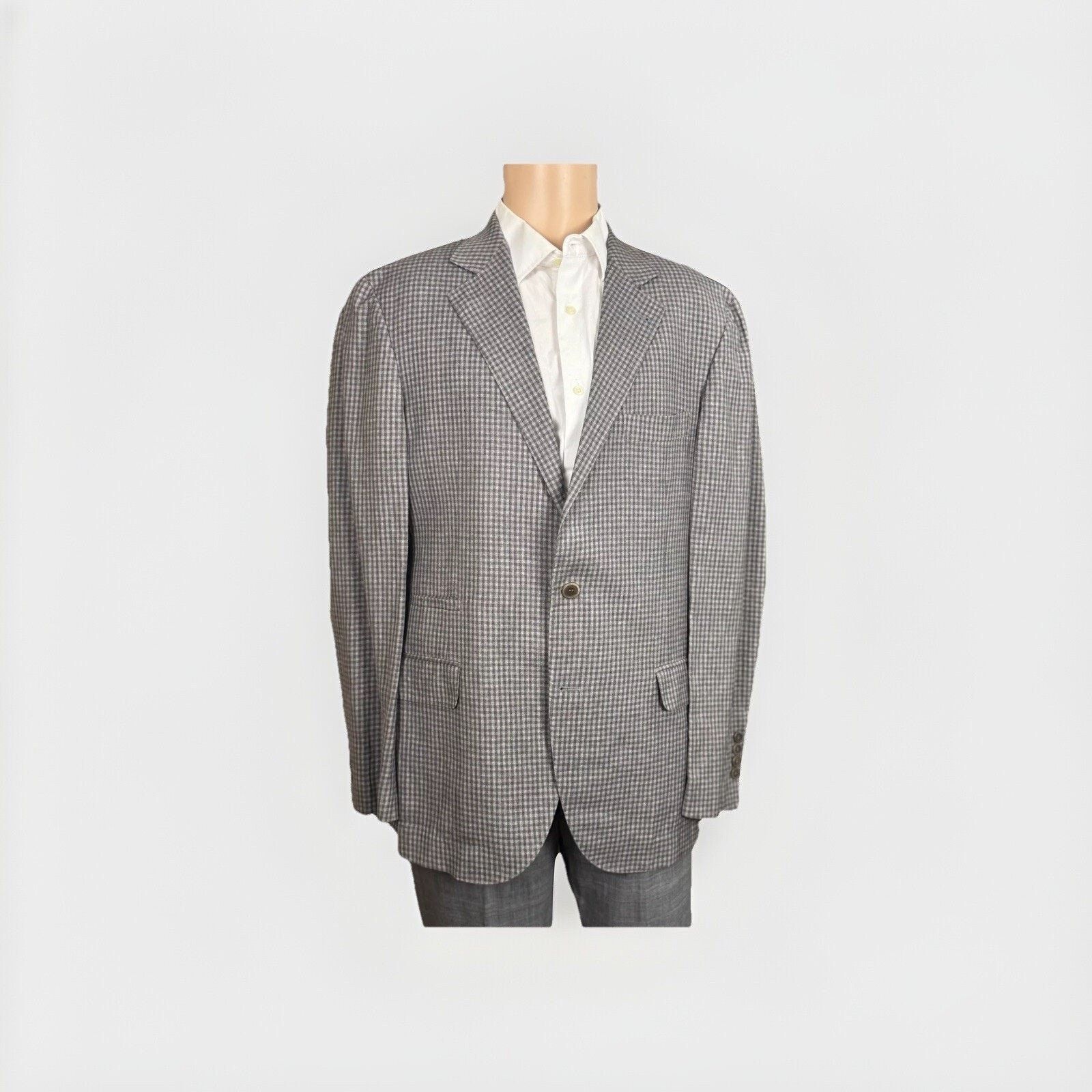 Brunello Cucinelli Brunello Cucinelli Linen Wool Silk Gingham blazer 52/42 Size 42R - 1 Thumbnail