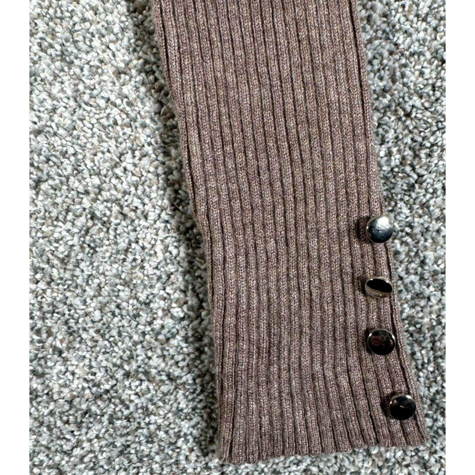 Vintage VINTAGE 80s 90s Sweater Womens XS Stretch Ribbed Bodycon Turtleneck Minimalist Pullover Beige Philomena Petti Size XS / US 0-2 / IT 36-38 - 7 Thumbnail