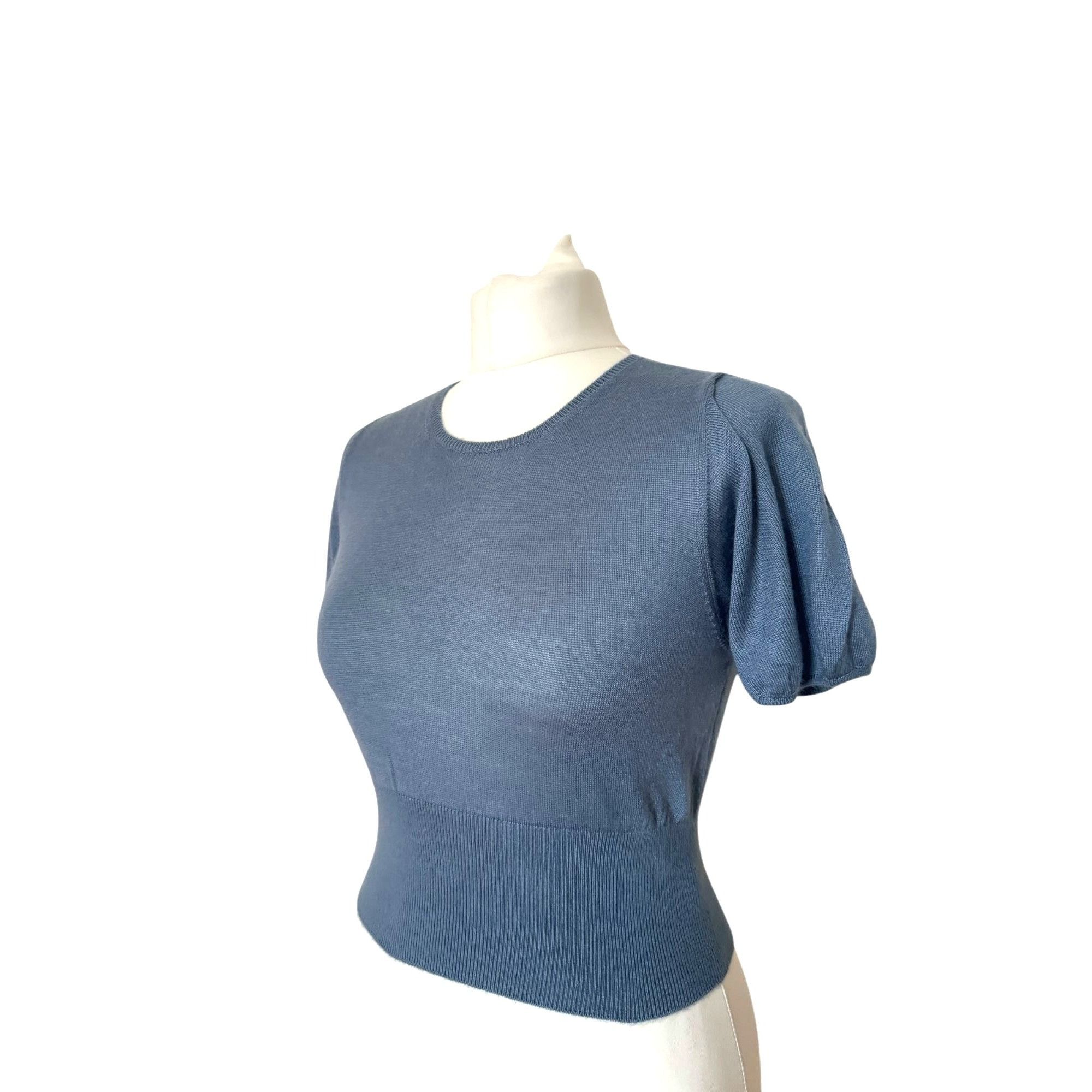 Prada Blue Cashmere Silk Short sleeves sweater Size XS / US 0-2 / IT 36-38 - 3 Thumbnail