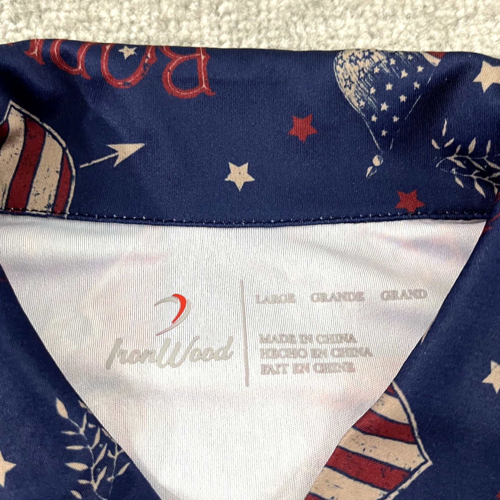 Vintage IronWood Polo Shirt Mens Large Blue USA Patriotic Freedom Flag Golf Performance NEW Size US L / EU 52-54 / 3 - 6 Thumbnail