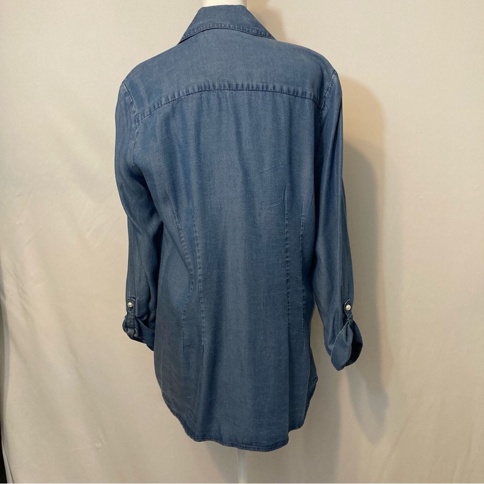 Other T&W Designs Tencel Denim Cross Over Handkerchief Blouse Top Size S / US 4 / IT 40 - 12 Thumbnail