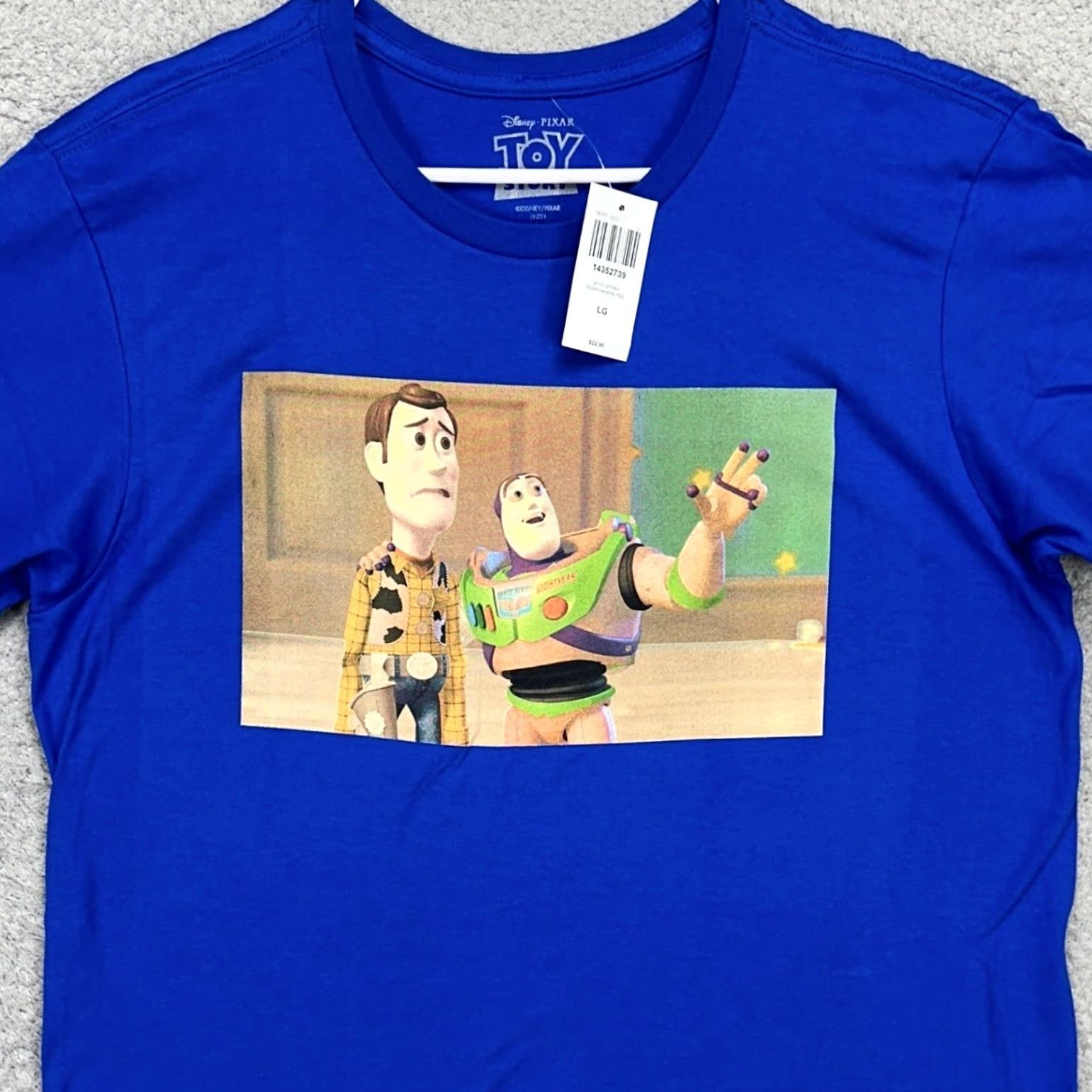 Disney Disney Pixar T-Shirt Men Toy Story Blue Woody Buzz Lightyear Graphic Print Short Sleeve Crew Neck Large) Size US L / EU 52-54 / 3 - 2 Thumbnail