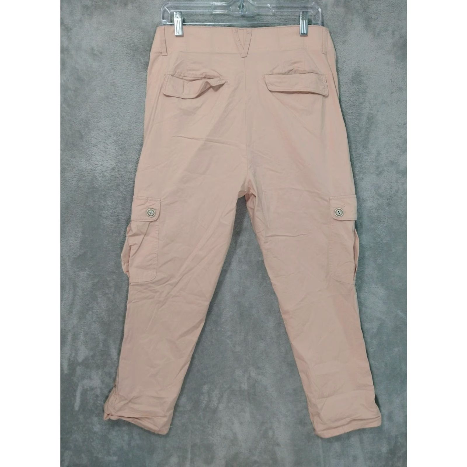 Vintage Democracy Pants Womens 10 Beige Cargo High Rise Roll Cuff Tapered Pockets Street Bohemian City Mens Womens Size 32" / US 10 / IT 46 - 2 Thumbnail