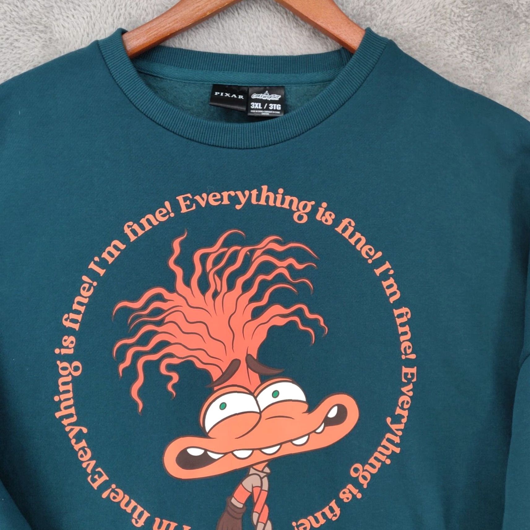Vintage Pixar x Cakeworthy Inside Out 2 Anxiety Pullover Sweatshirt Adults 3XL Green Size XXL / US 16-18 / IT 52-54 - 2 Thumbnail
