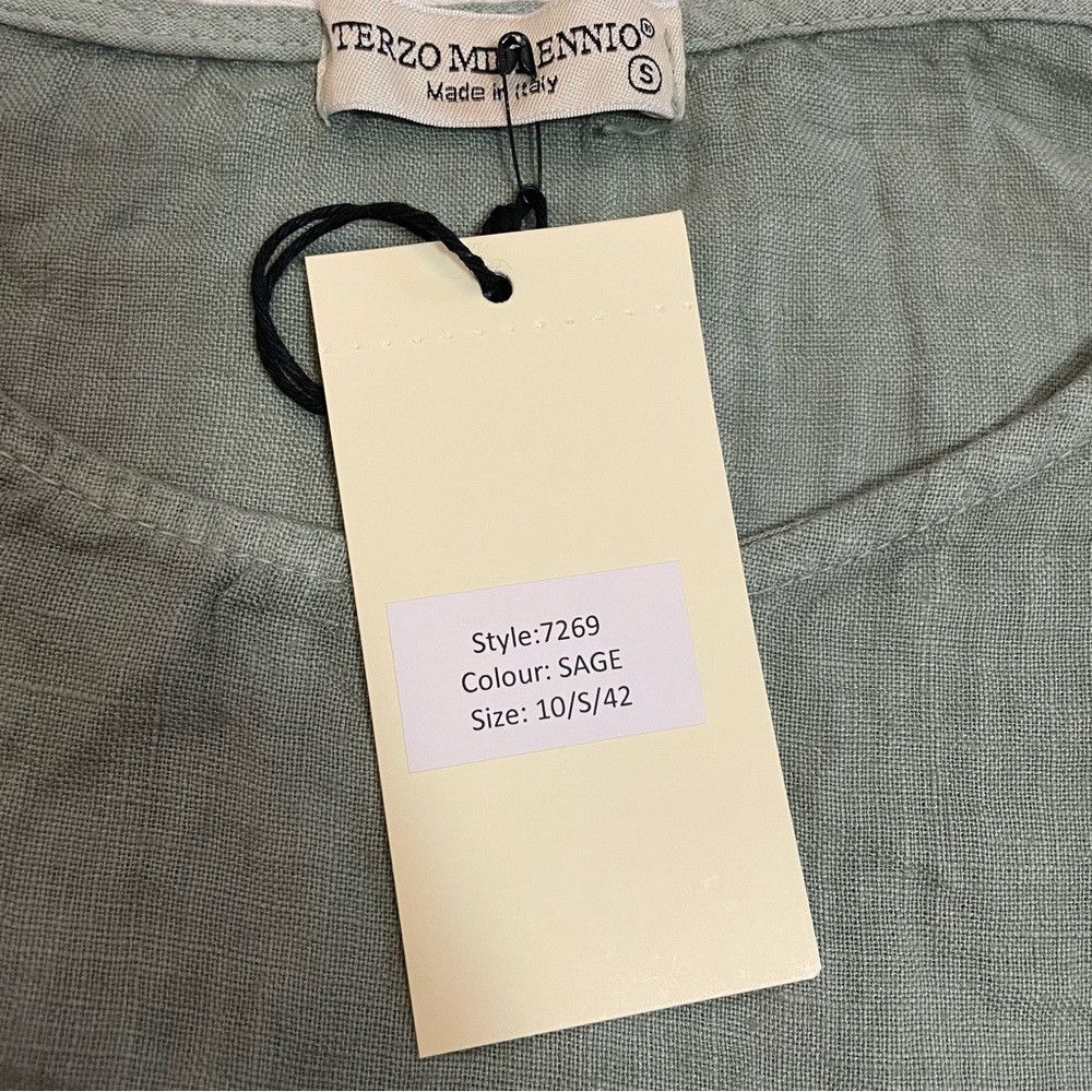 Other NWT New Terzo Millennio Sage Eyelet-trim Linen Top Made in Size S / US 4 / IT 40 - 7 Thumbnail