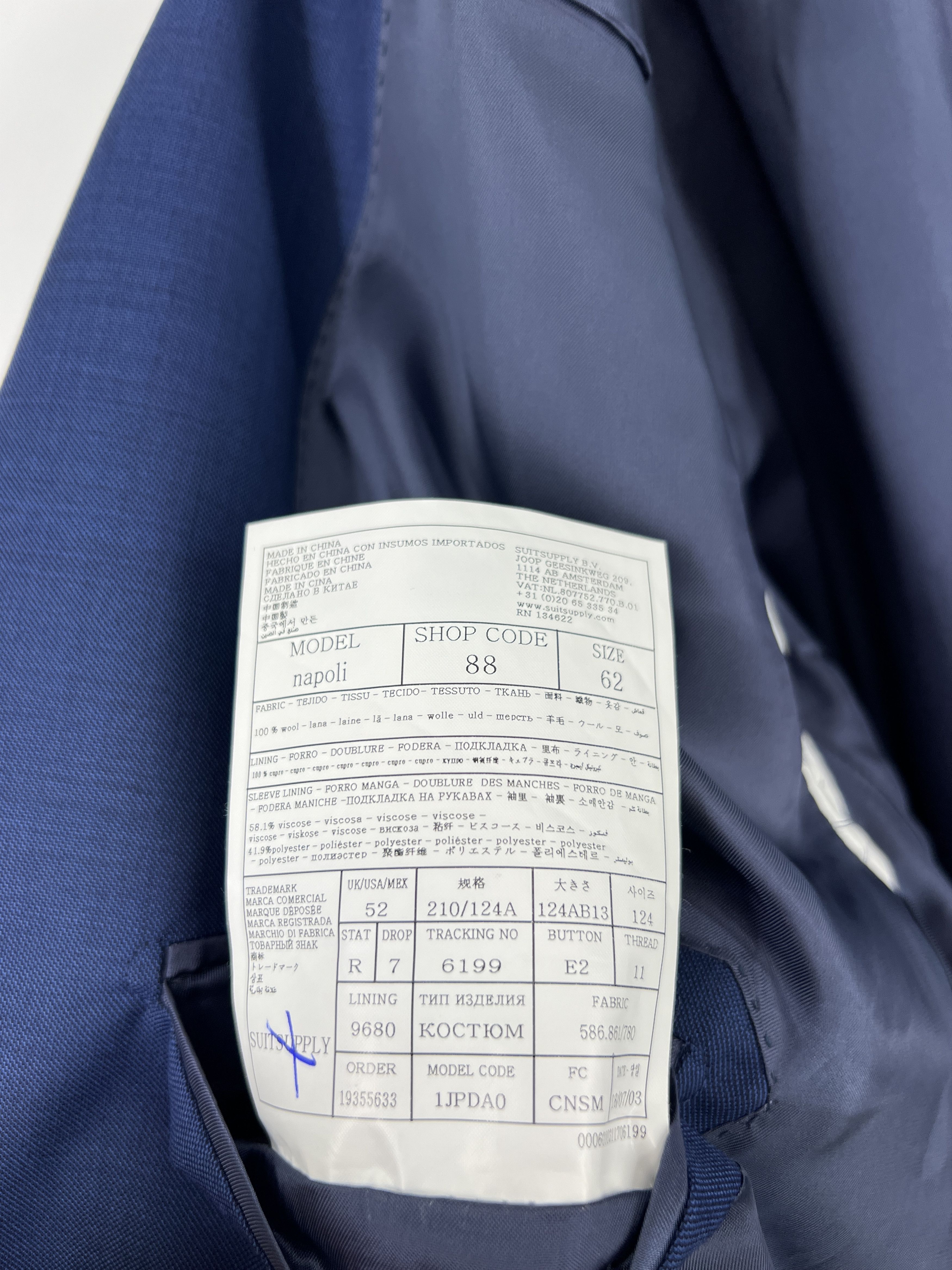 Suitsupply Napoli Wool Formal Blazer Waistcoat Suit EU:62; UK/US:52R Size 52R - 13 Thumbnail