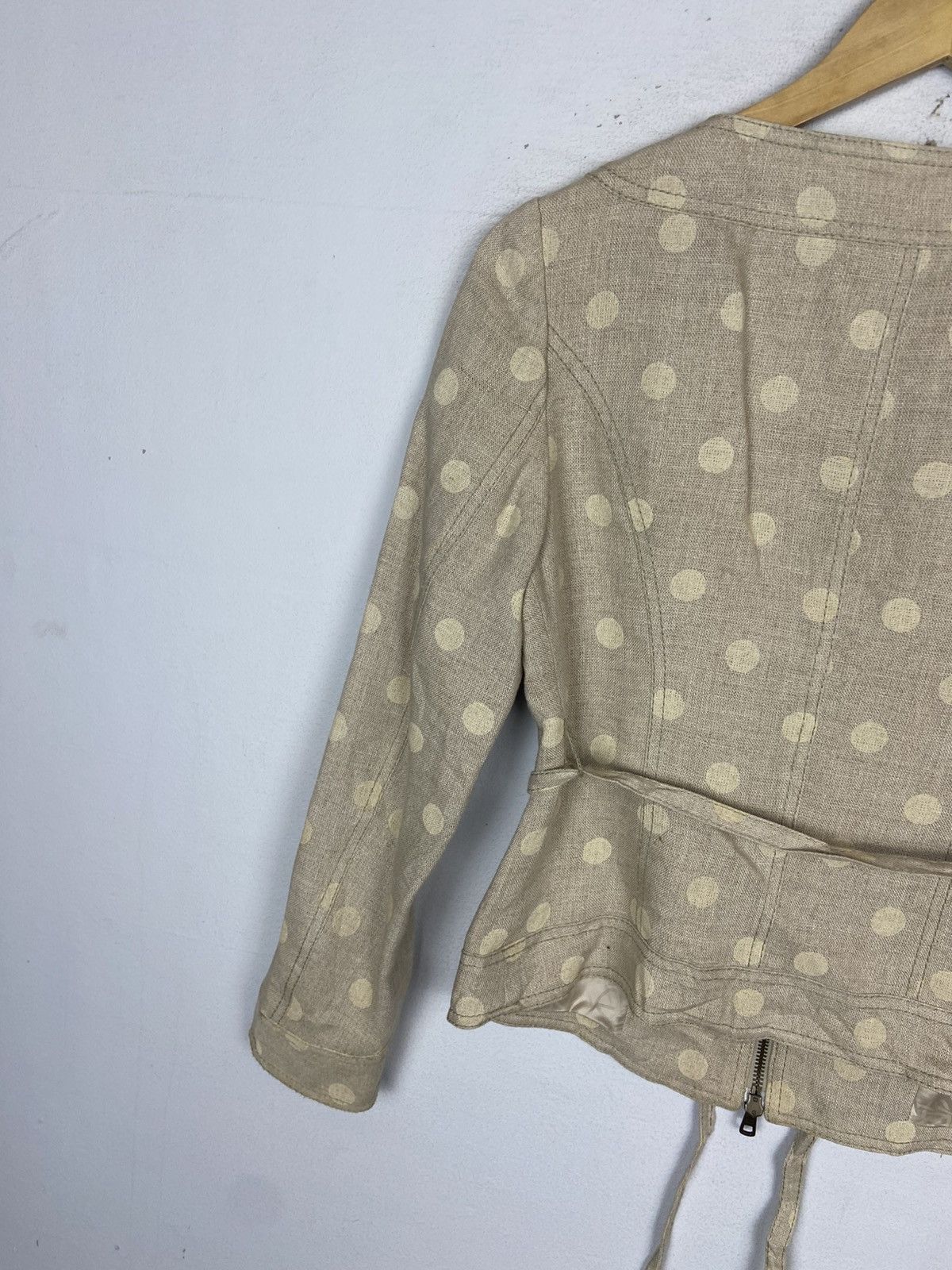 Valentino Valentino Polka Dot Cropped Italian Designer Zip-Up Coat Size M / US 6-8 / IT 42-44 - 9 Thumbnail
