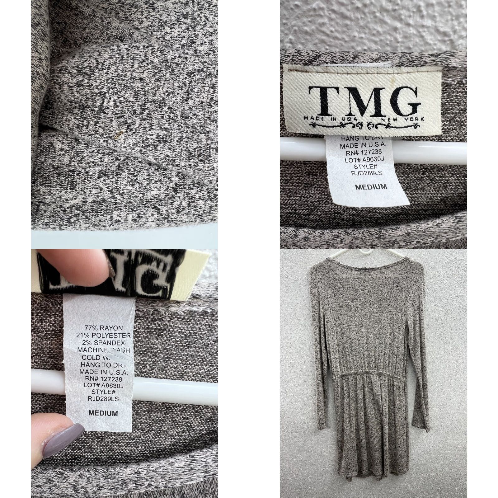Vintage Womens TMG New York Long Sleeve Brown/Gray Elastic Waist Sweater Dress Medium Size M / US 6-8 / IT 42-44 - 8 Thumbnail