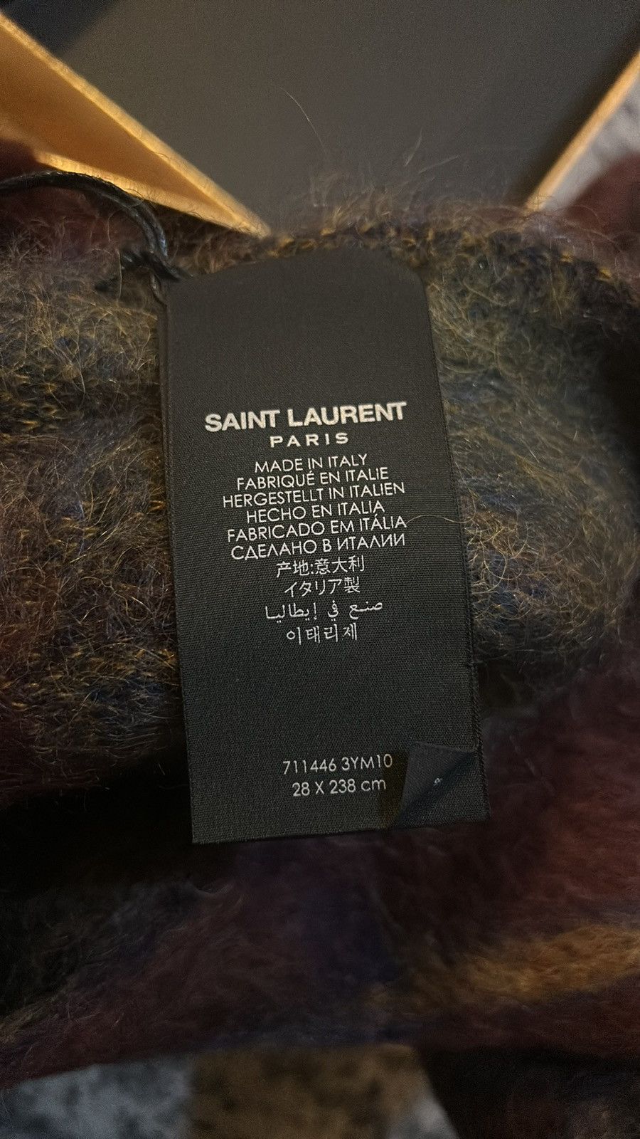 Saint Laurent Paris Saint Laurent Tartan Knit Fringed Scarf in Mohair Blend Size ONE SIZE - 7 Thumbnail