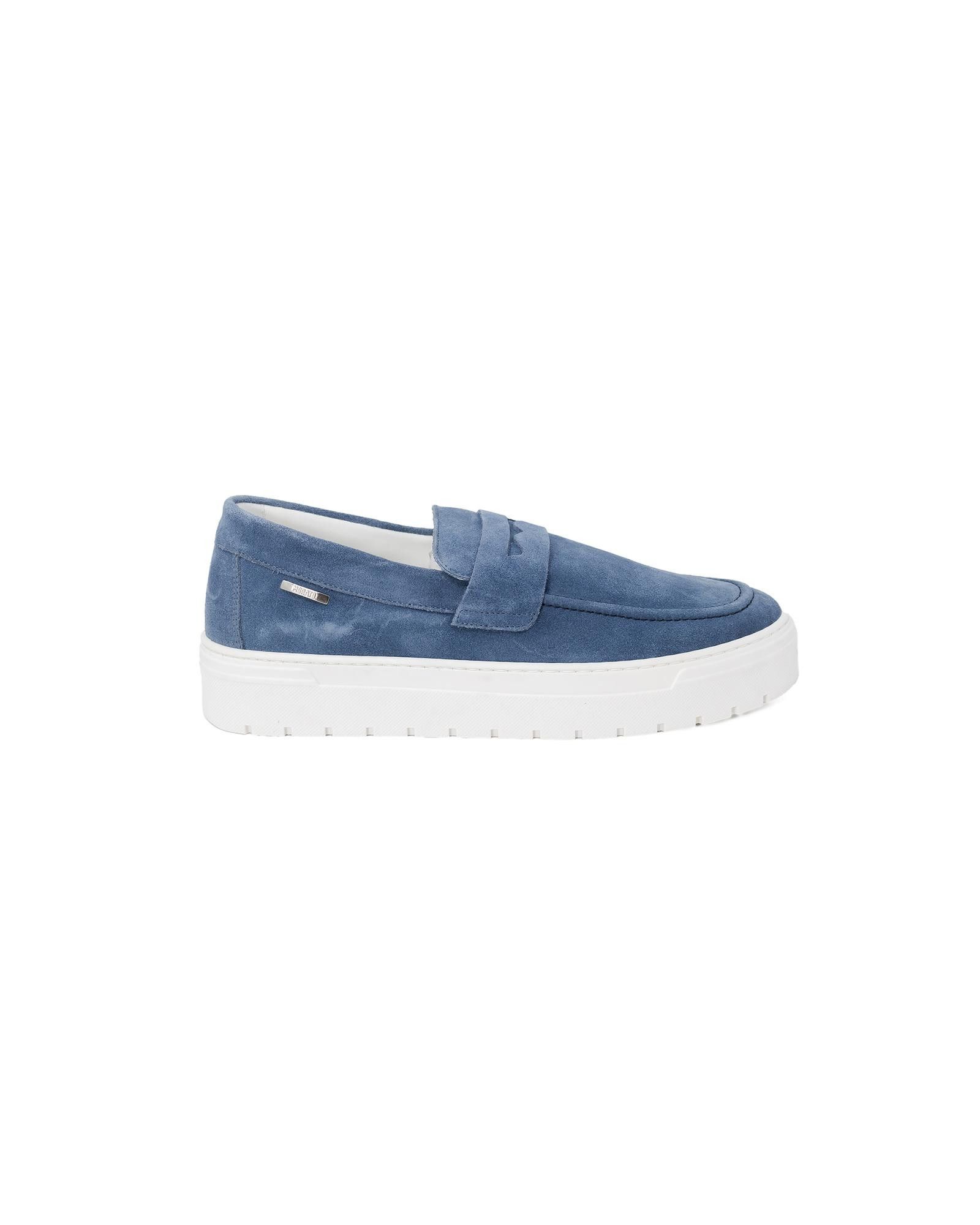 image of Antony Morato Leather Moccasins With Textile Lining Shoes in Blue, Men's (Size 8)