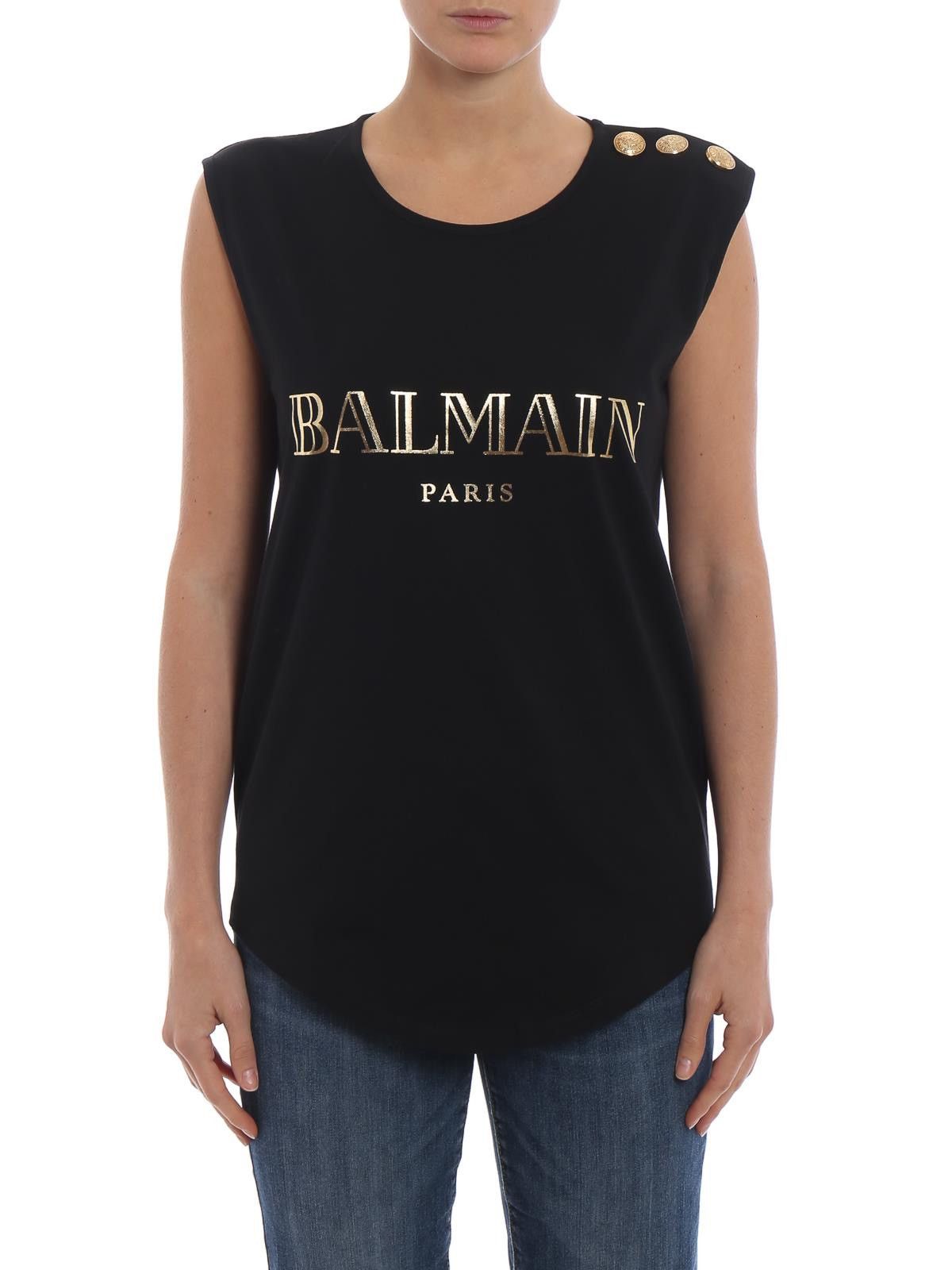 Balmain Balmain iconic gold logo lion button sleeveless tanktop Size S / US 4 / IT 40 - 1 Thumbnail