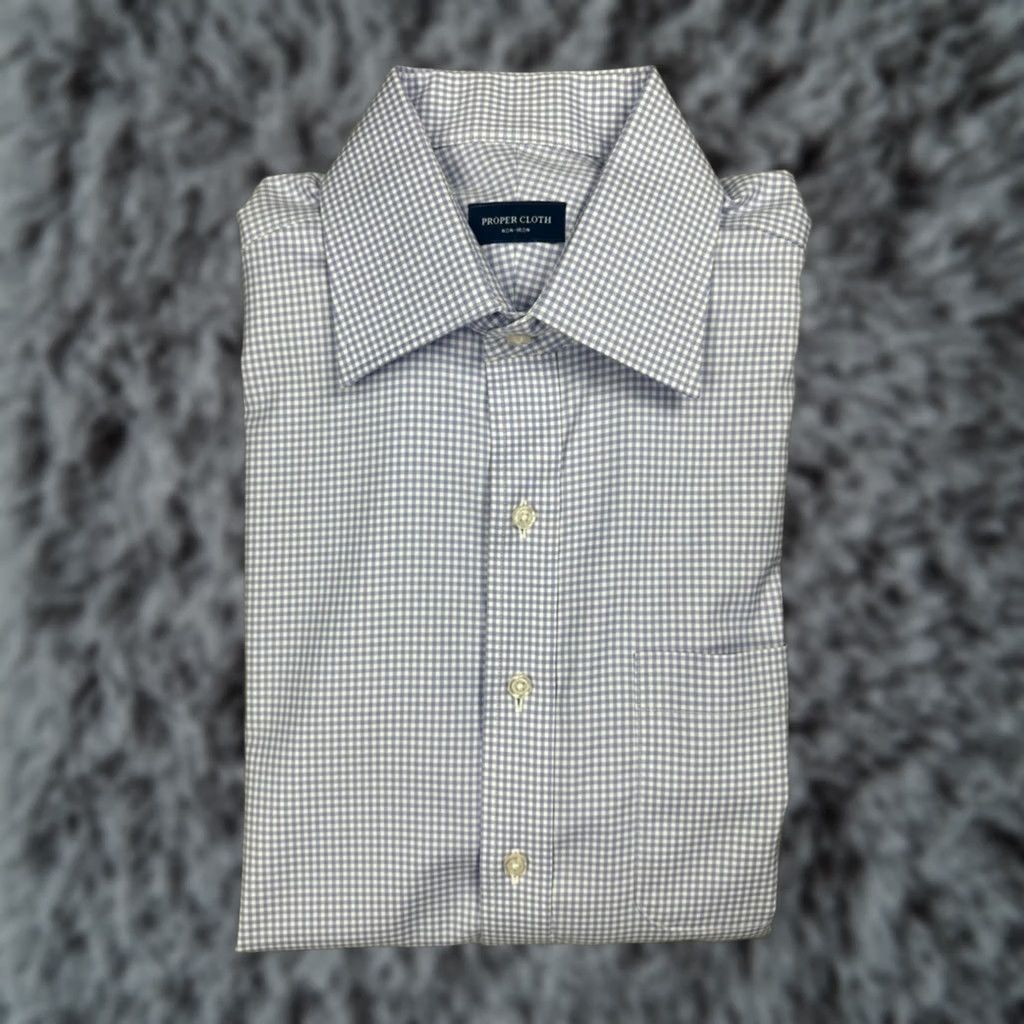 Proper Cloth Proper Cloth Non-Iron Stretch Supima Micro Gingham Long Sleeve - 16 / 34 (L) Purple Men Long Sleeve Adult Large Mens Size US L / EU 52-54 / 3 - 1 Thumbnail