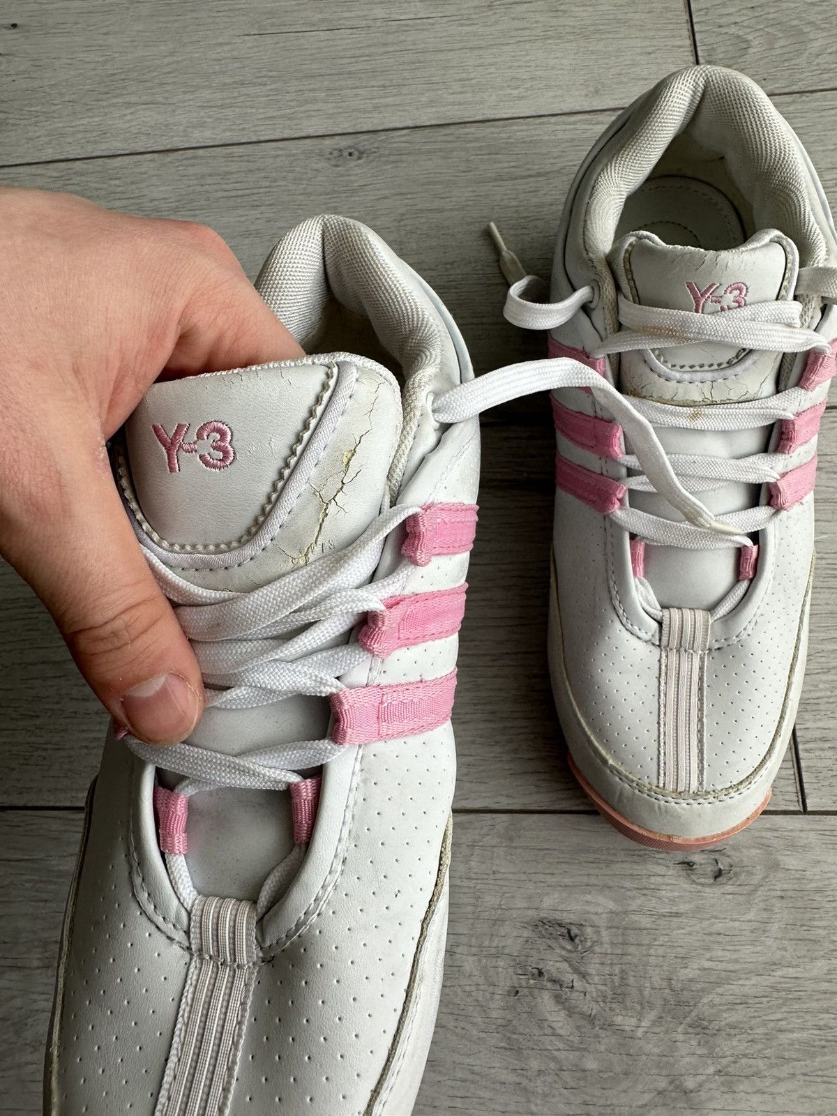 Vintage × Y-3 × Yohji Yamamoto White Y-3 Sneakers with Pink Embroidered Stripes Size US 8 / EU 41 - 5 Thumbnail