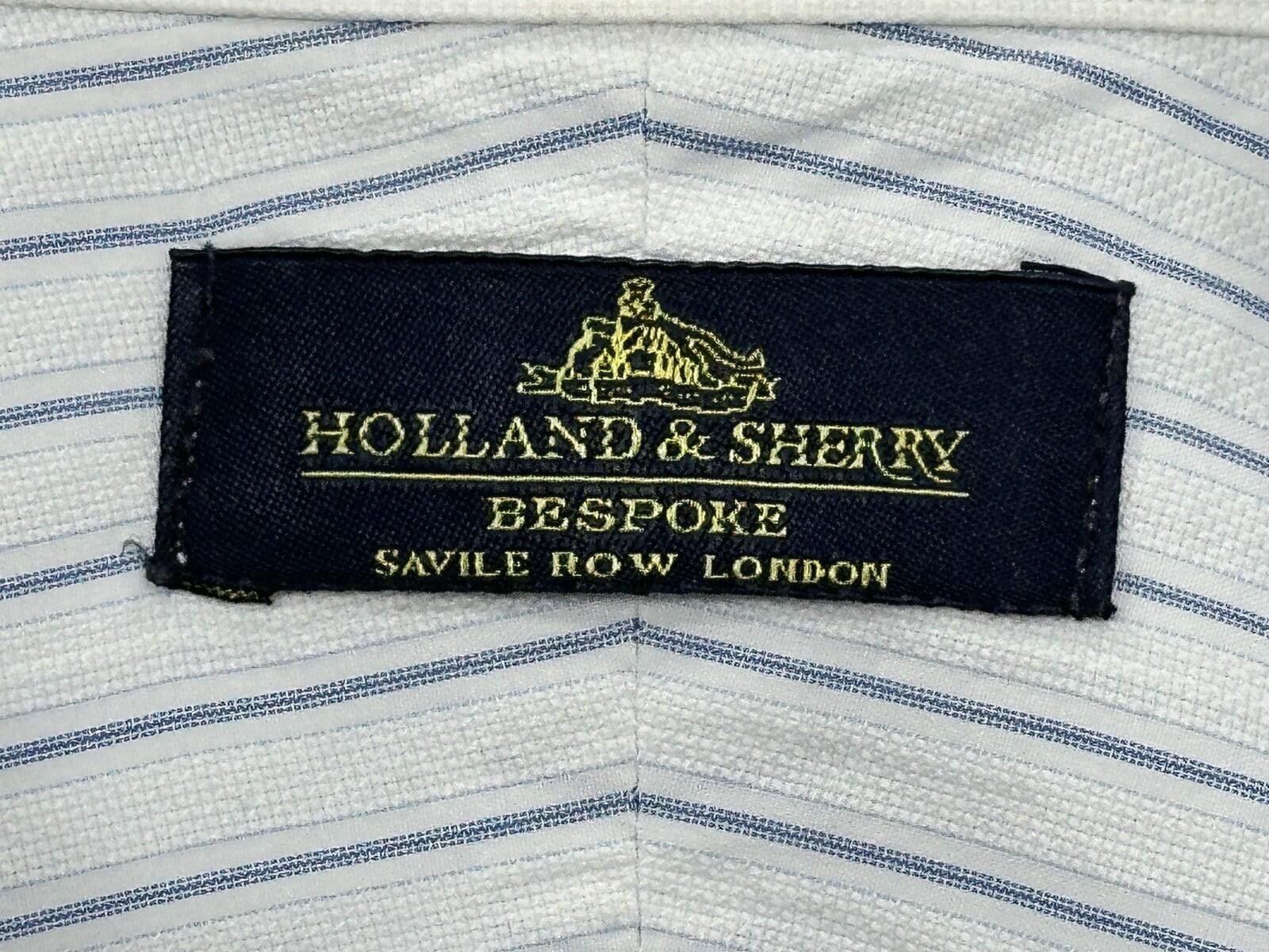 Holland & Sherry Holland Sherry Striped Tailored Oxford Button Up Blue Men XL Size US XL / EU 56 / 4 - 6 Thumbnail