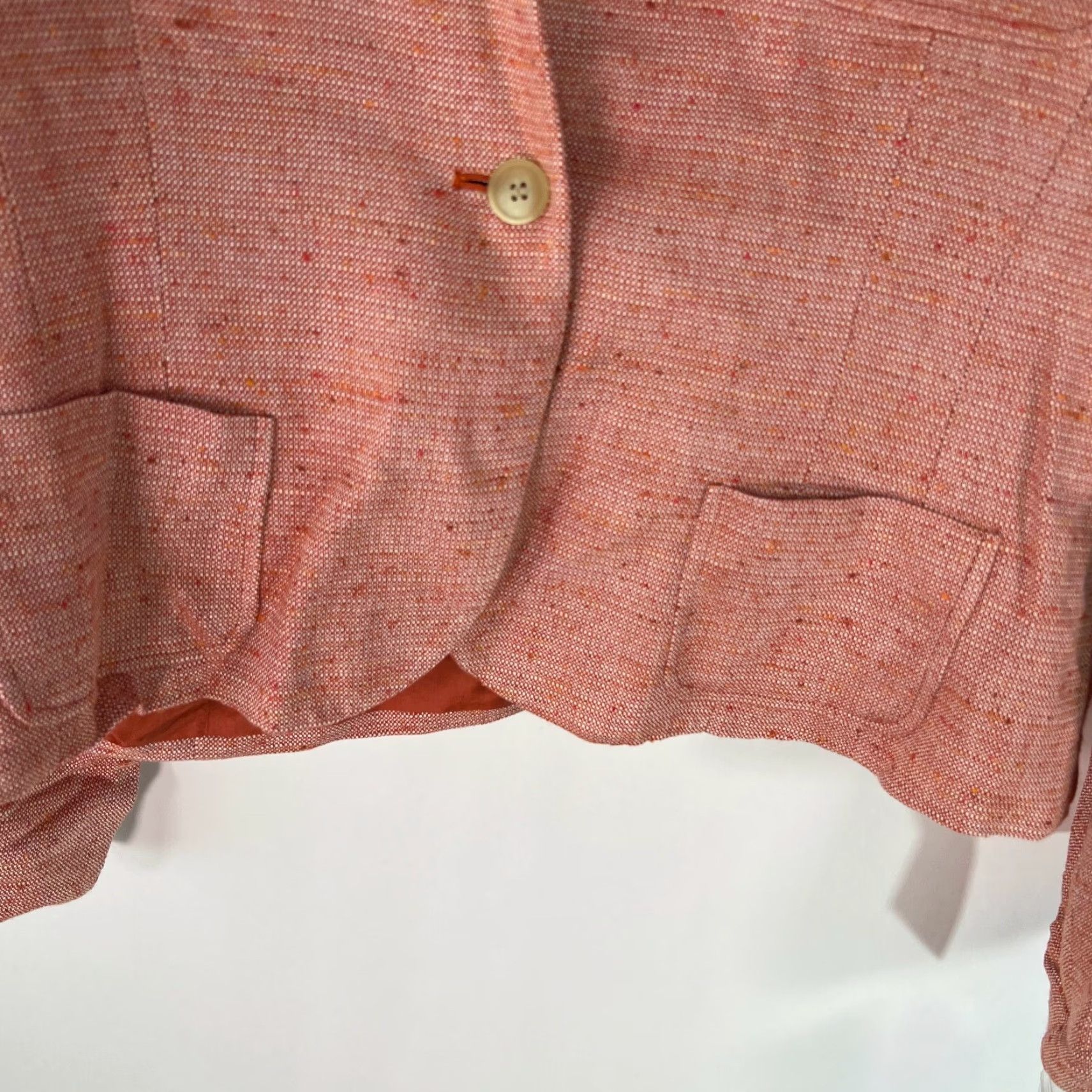 Vintage Vintage Valerie Stevens Women's Blazer Jacket Size 16 Orange Woven Lined Pockets Casual Spring Fall Summer Size XXL / US 16-18 / IT 52-54 - 4 Thumbnail