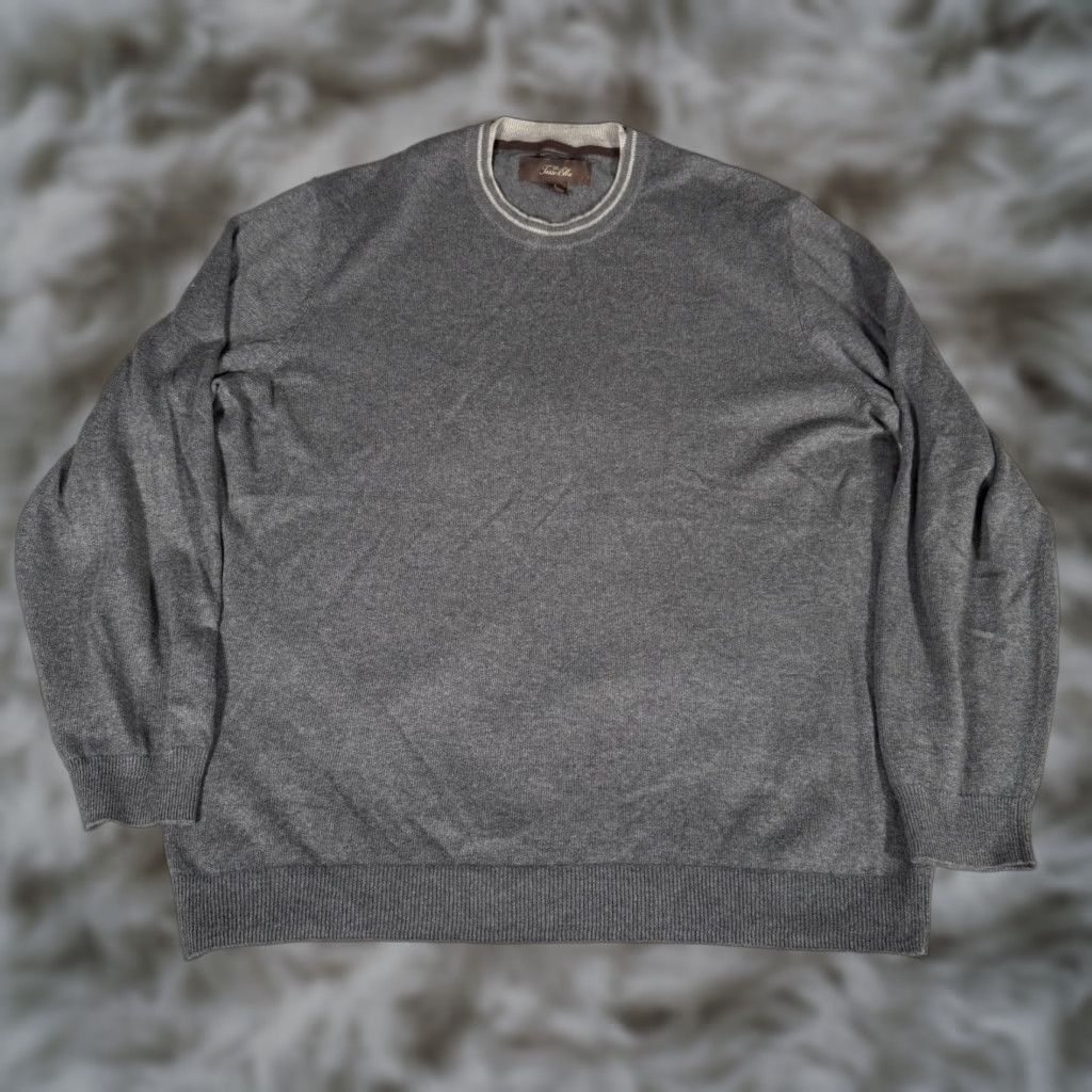 Tasso Elba Tasso Elba Crewneck Sweater Mens Large Gray Cashmere Cotton Luxury Yarn Knit Pullover Casual Preppy Size US L / EU 52-54 / 3 - 1 Thumbnail