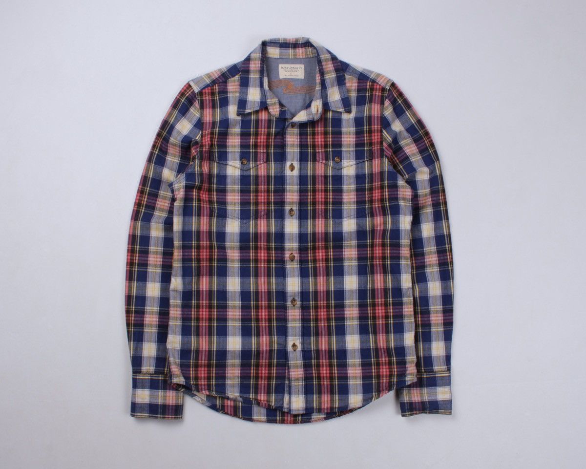 Nudie Jeans NUDIE Gunnar Organic Cotton Herringbone Check Button Shirt Size US S / EU 44-46 / 1 - 3 Thumbnail