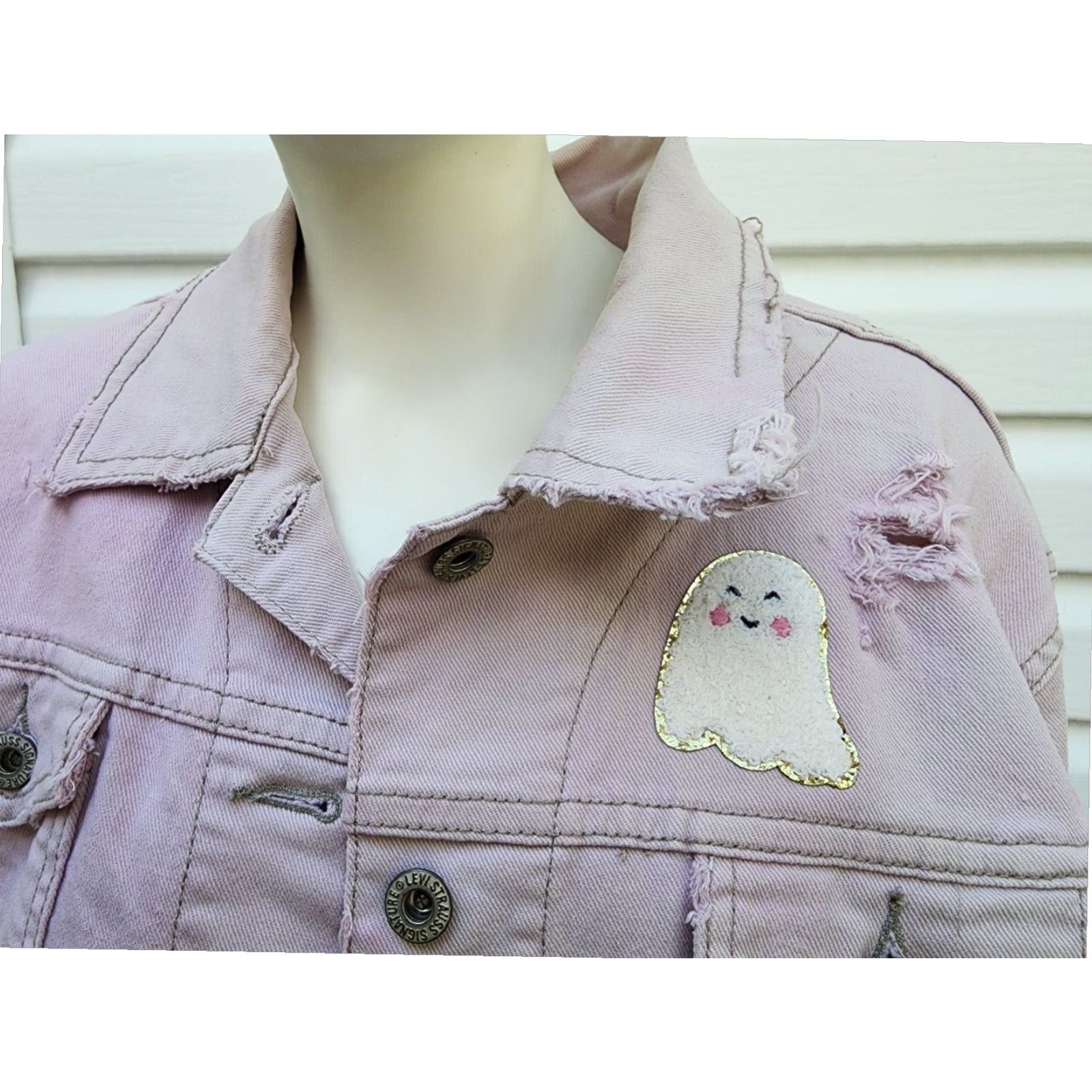 Levi's Levi's Pink Distressed Denim Women's Long Sleeve Jacket Small Size 28" / US 6 / IT 42 - 7 Thumbnail