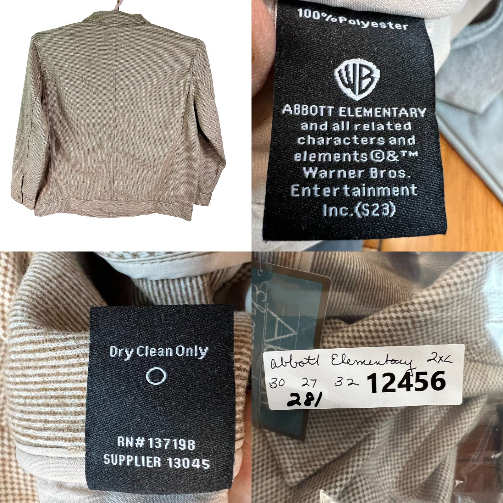 Vintage Warner Bros. Abbott Elementary Button-Up Jacket 2XL Beige NWT 90s School Teacher Mens Size US XXL / EU 58 / 5 - 8 Thumbnail