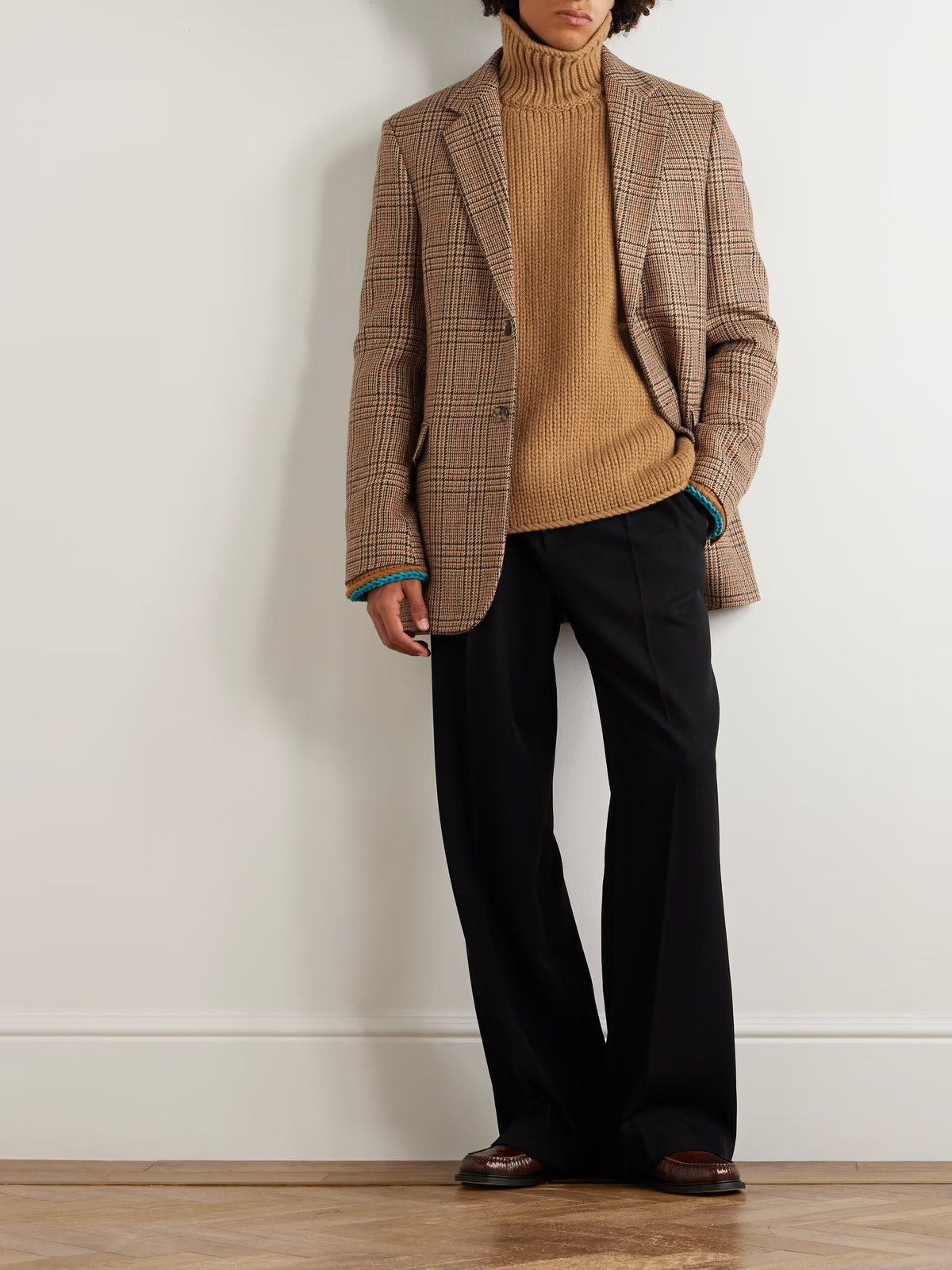 Loewe LOEWE Suede-Trimmed Wool Rollneck Sweater Brown L Size US L / EU 52-54 / 3 - 4 Thumbnail