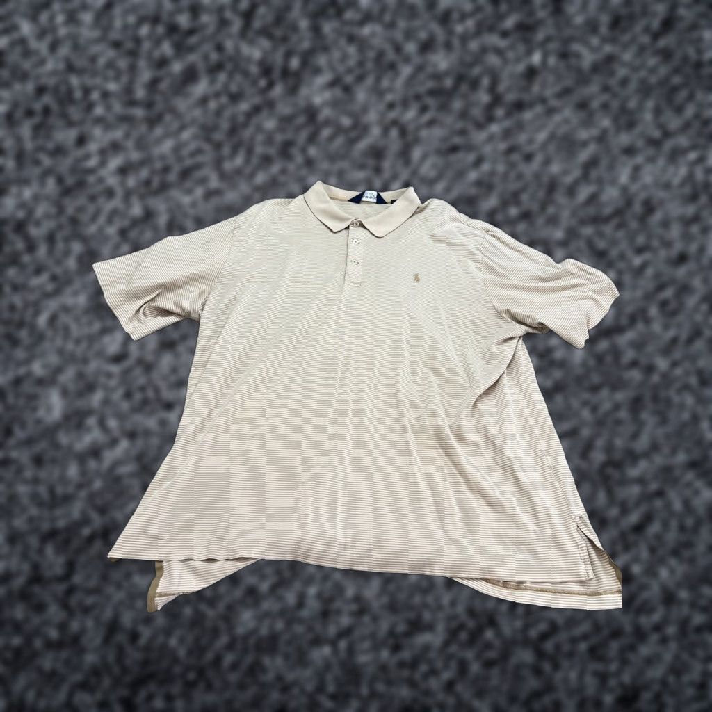 Polo Ralph Lauren Polo Ralph Lauren Mens Polo Shirt Adult XL Short Sleeve Beige Striped Pony Logo Polo Ralph Lauren Big Pony Golf Shirt Size US XL / EU 56 / 4 - 1 Thumbnail