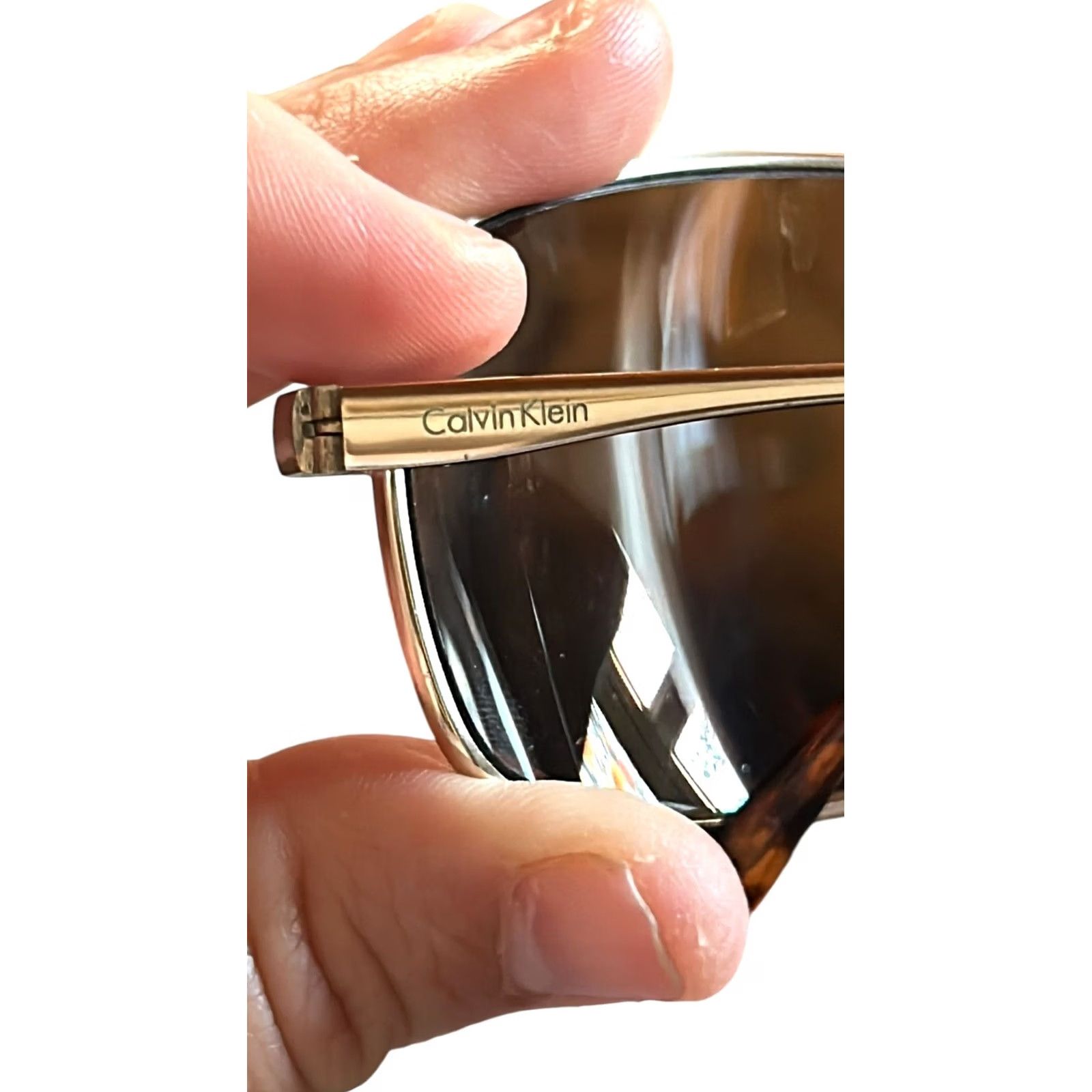 Calvin Klein Calvin Klein Sunglasses Unisex Aviator Frame Gold Full Rim R156S 718 UV400 Polarized Brown Lens Size ONE SIZE - 6 Thumbnail