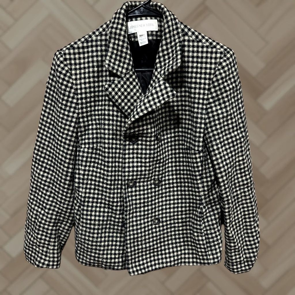 Jones New York VINTAGE Jones New York Tartan Plaid Jacket Blazer Wool Blend Womens 10 Black Plaid Jacket Womens 10 Regular Mens Womens Size L / US 10 / IT 46 - 1 Thumbnail