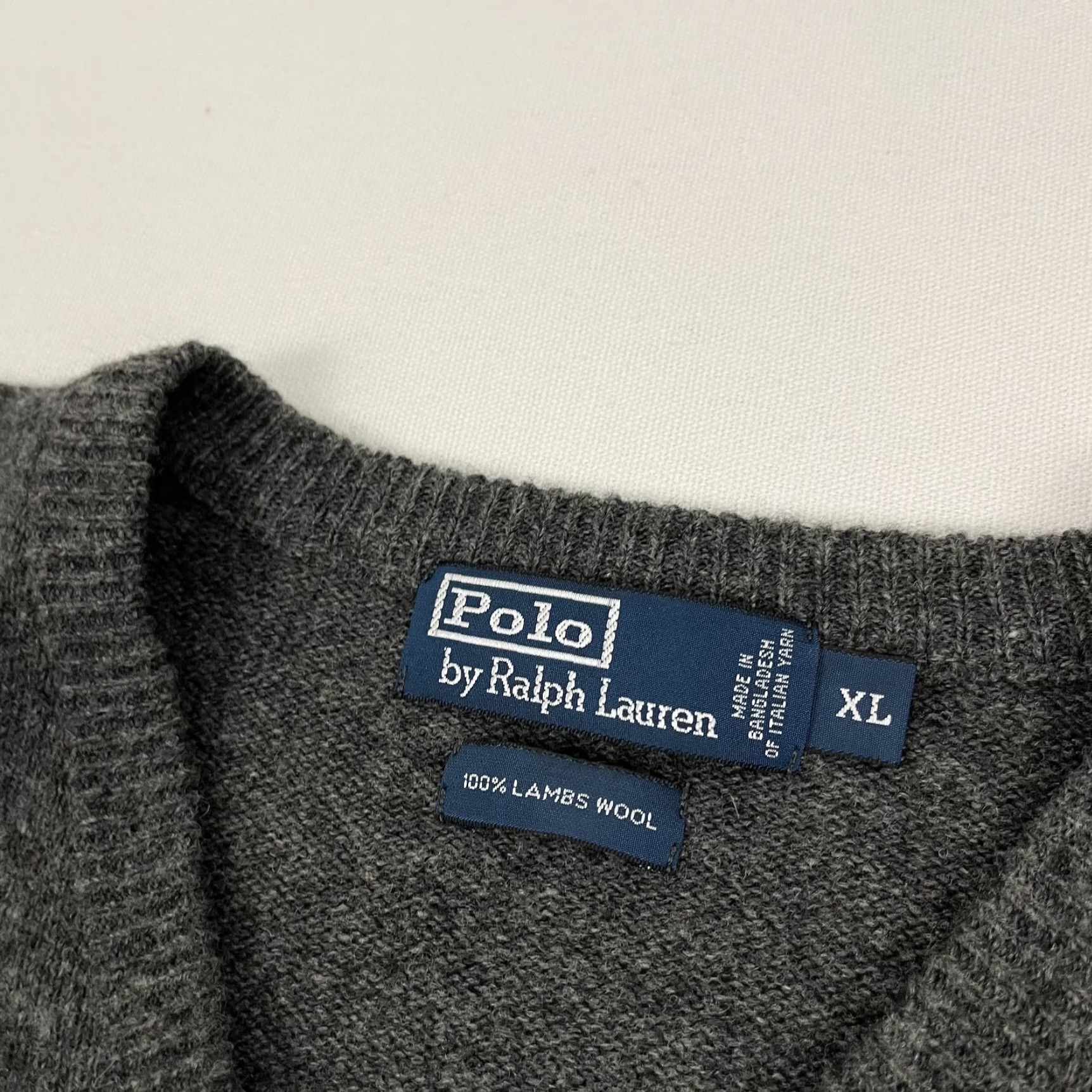 Polo Ralph Lauren Polo Ralph Lauren Sweater Mens XL Gray Lambs Wool Knit Jumper Pullover V-Neck Size US XL / EU 56 / 4 - 4 Thumbnail