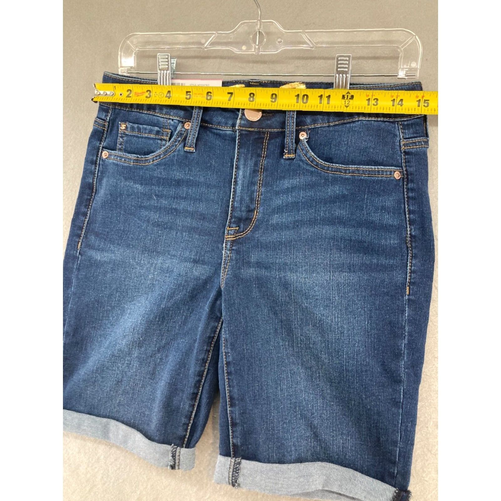 Vintage Seven7 Bermuda Shorts Womens 6 Sunset NWT Stretch Denim Cotton Spandex Blue Mid Rise Flat Front Casual Womens 90s? Size 28" / US 6 / IT 42 - 2 Thumbnail