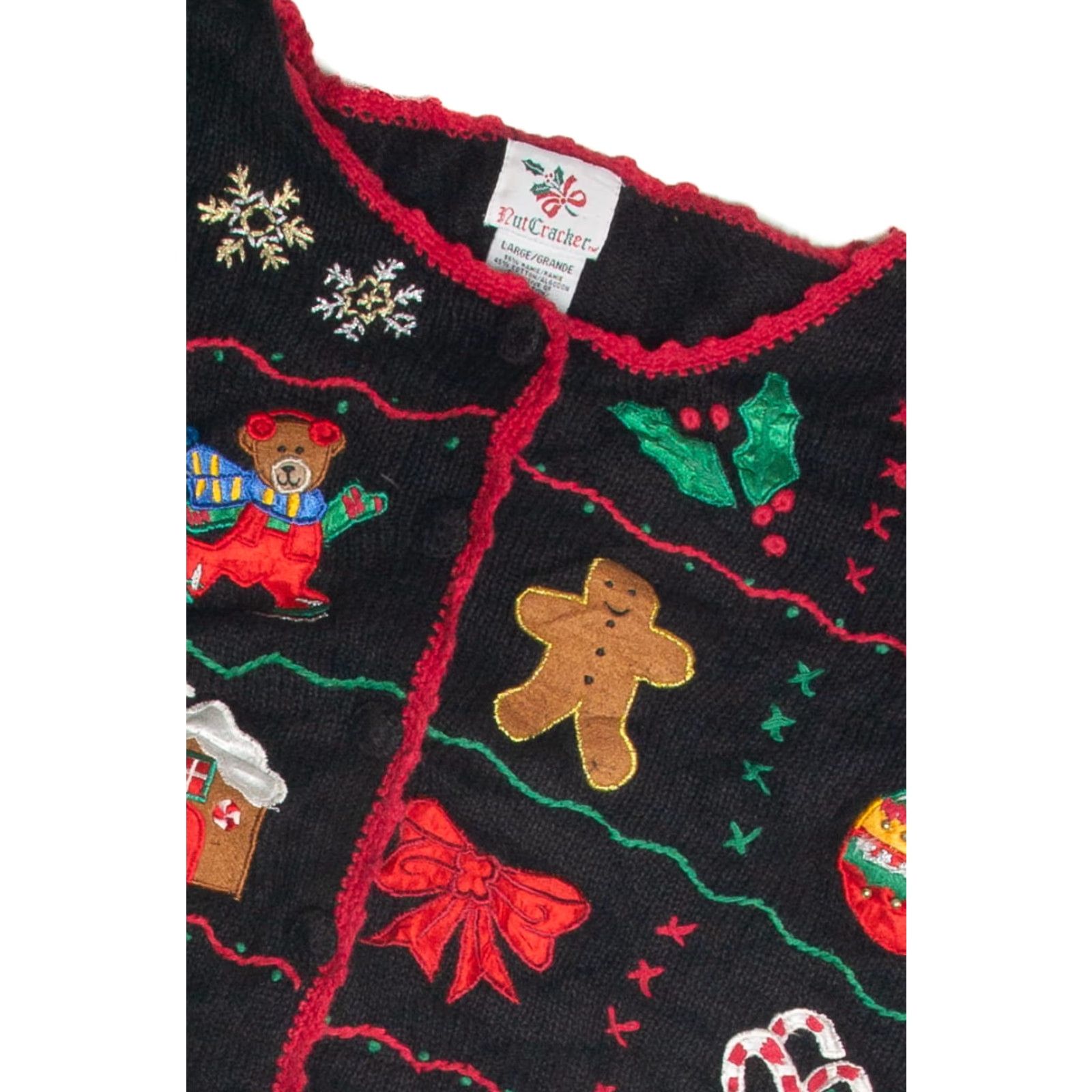Vintage VINTAGE Black Ugly Christmas Cardigan 59908 Shirt Adult Large Black Cardigan Nut Cracker 1954 Ragstock Mens Womens Size L / US 10 / IT 46 - 2 Thumbnail