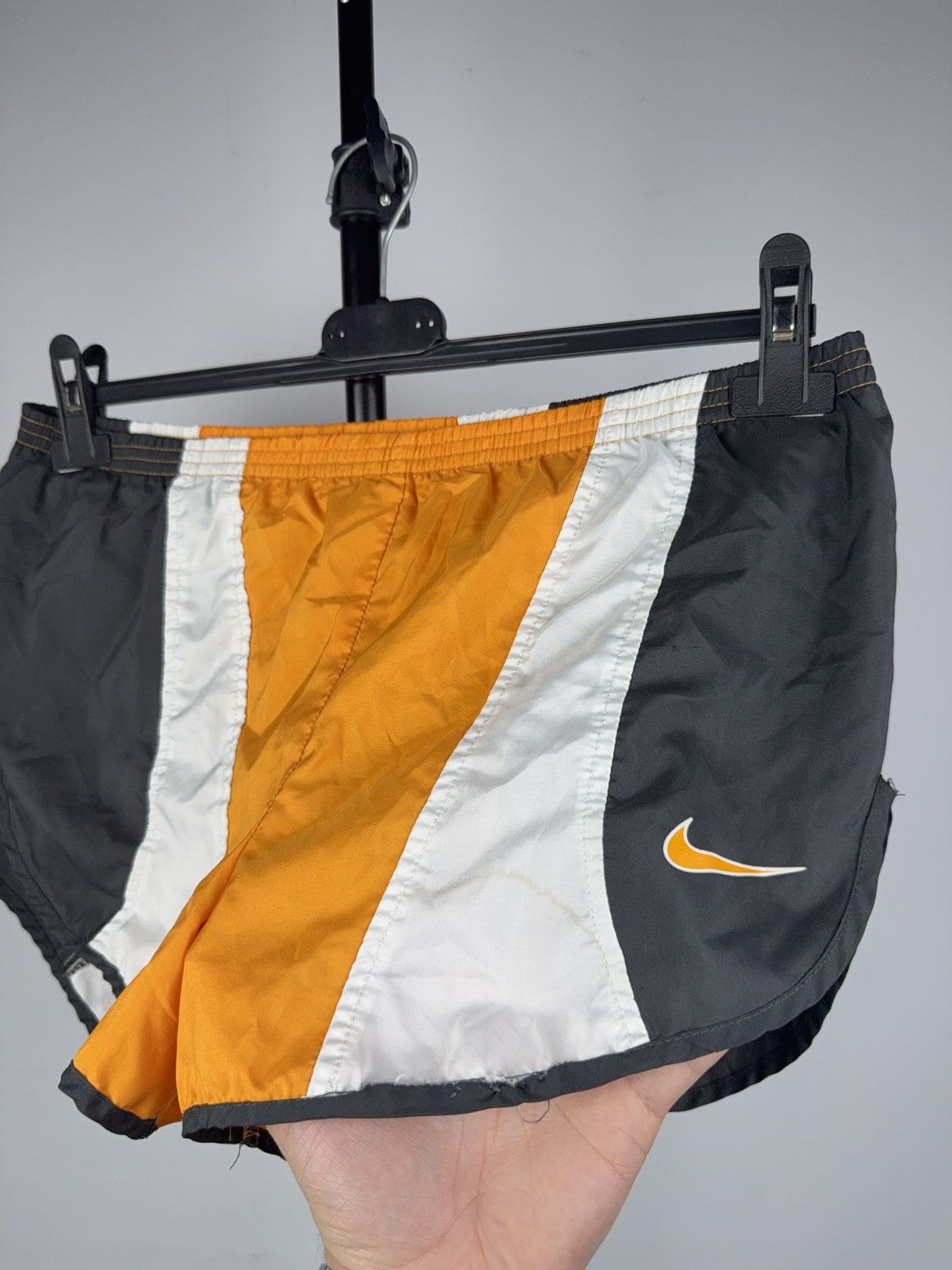 Nike Nike Vintage 90s Orange White Black Running Split Shorts Size US 30 / EU 46 - 3 Thumbnail
